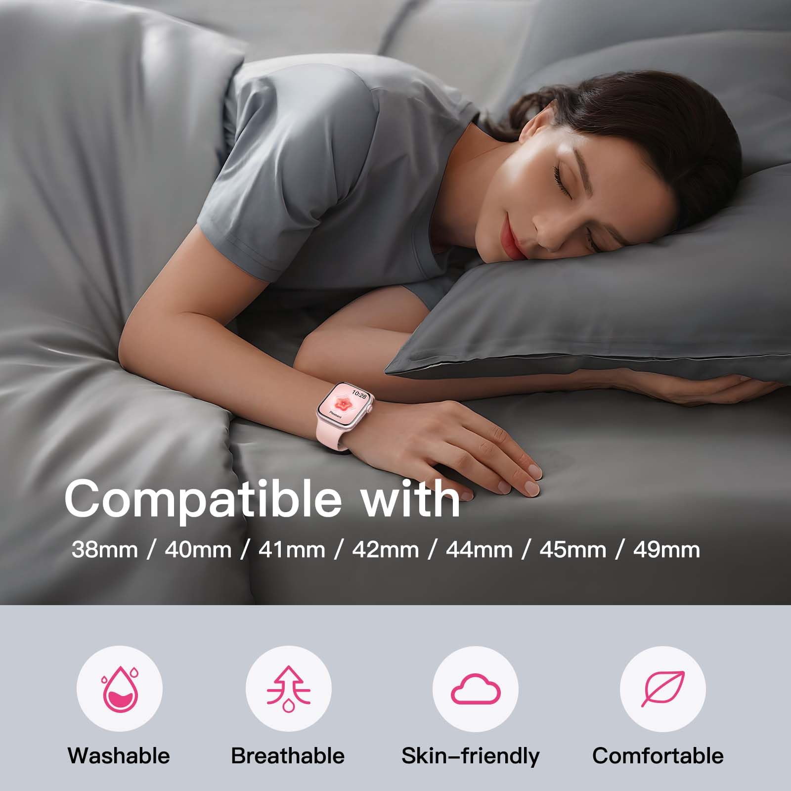 Yoohoo Sport Straps - Soft Silicone Replacement Watch Bands Compatible with Apple Watch Series 10/9/8/7/6/5/4/3/2/1/SE (38mm 40mm 41mm 42mm) - Comfortable & Durable for Men & Women - Perfect for Running, Gym & Everyday Wear