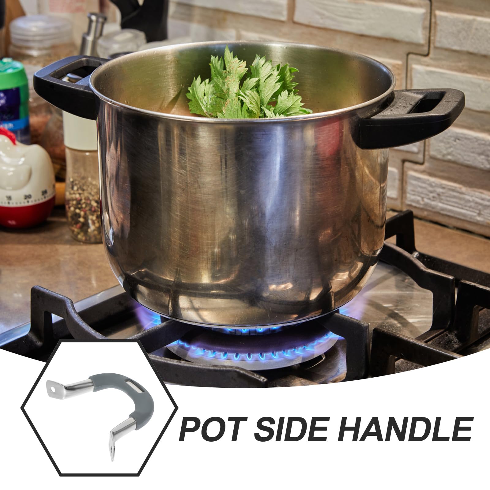 IMIKEYA Heat-Resistant Pot Handle - Stainless Steel Side Handle for Pots, Pans & Woks - Ergonomic & Secure Grip for Cooking, Frying & Stir-Frying