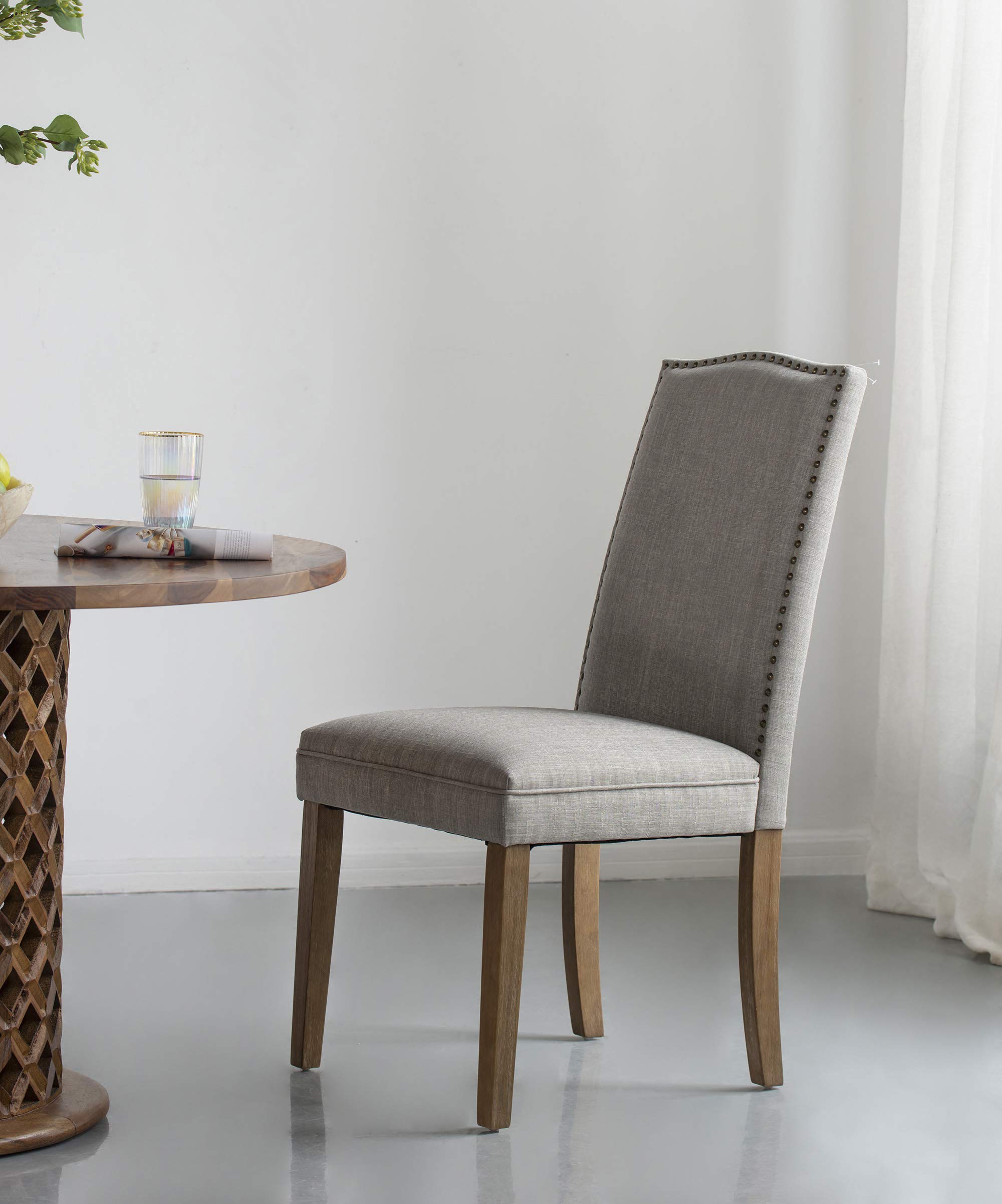 A&B Home Furniture Modern Dining Chairs Set of 2 - Urban Style with Nailhead Trim, Smoky Gray - Perfect for Dining Room, Kitchen, Living Room & Small Space Decor