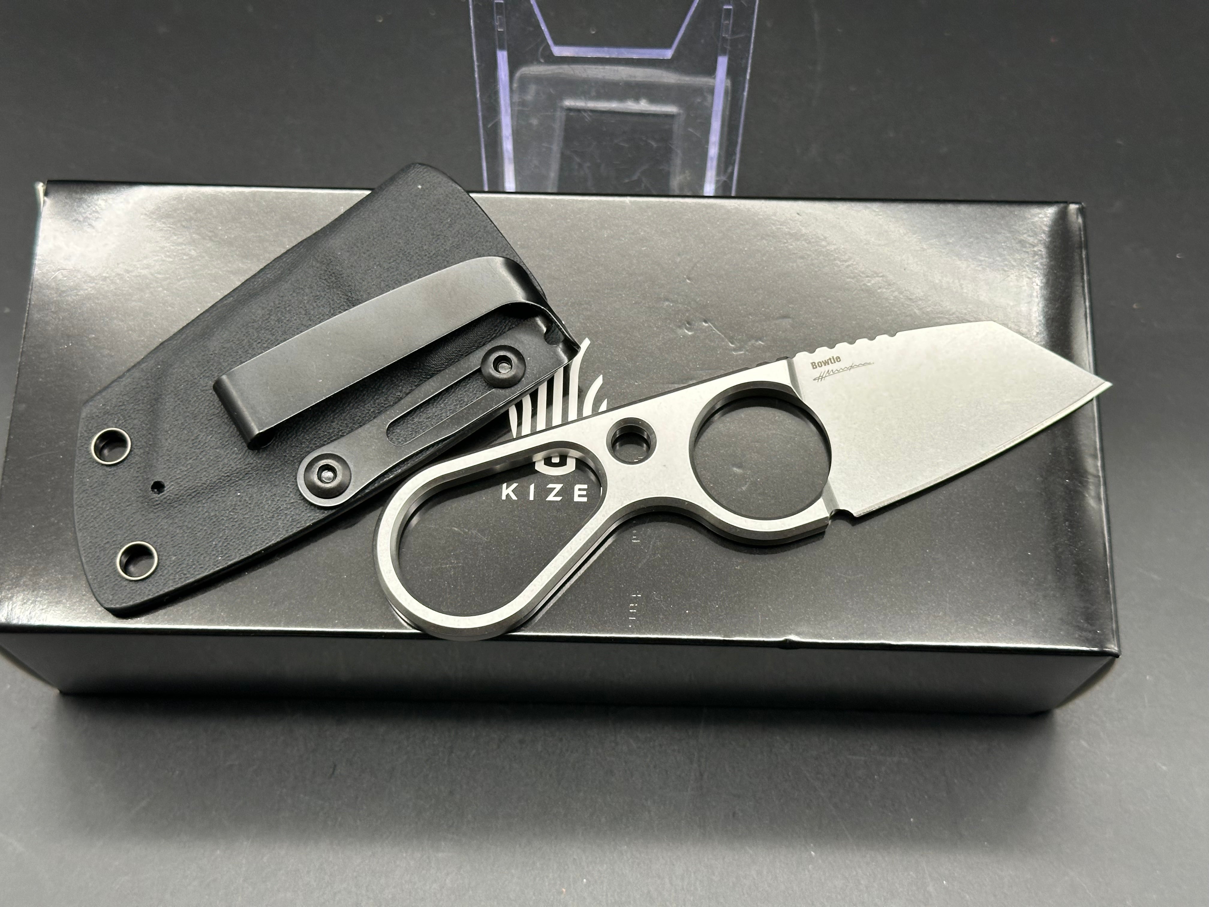 KIZER BOWTIE Fixed Blade Knife - D2 Steel Reverse Tanto Plain Edge Tactical Knife for Outdoor Camping, Hunting & Survival Gear