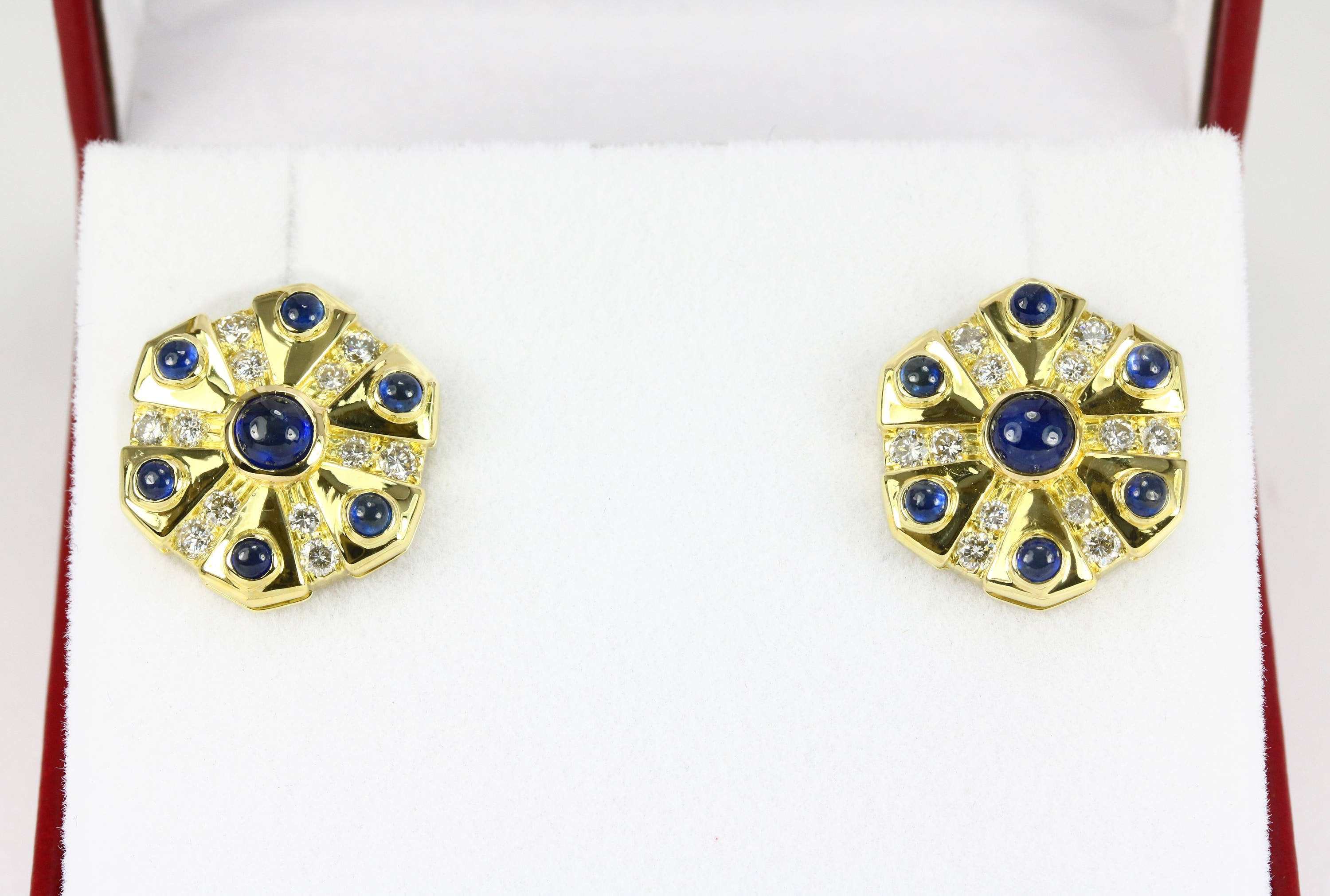 3.30tcw Natural Sapphire & Diamond Stud Earrings in 18K Gold - Elegant Jewelry for Weddings, Parties & Special Occasions