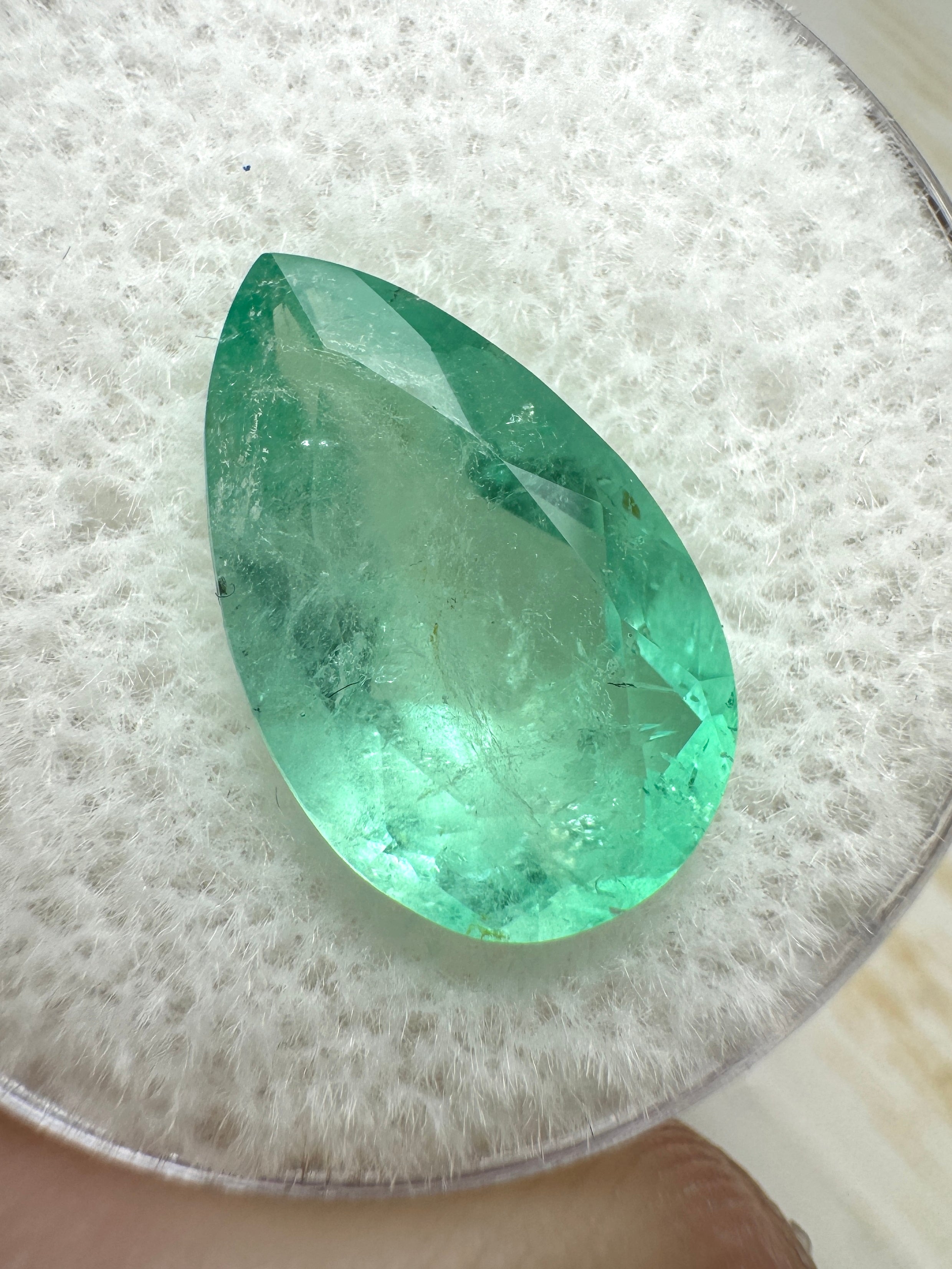 4.20 Carat Light Green Natural Loose Colombian Emerald Pear Cut Gemstone for Jewelry Making - Engagement Rings, Necklaces & Earrings