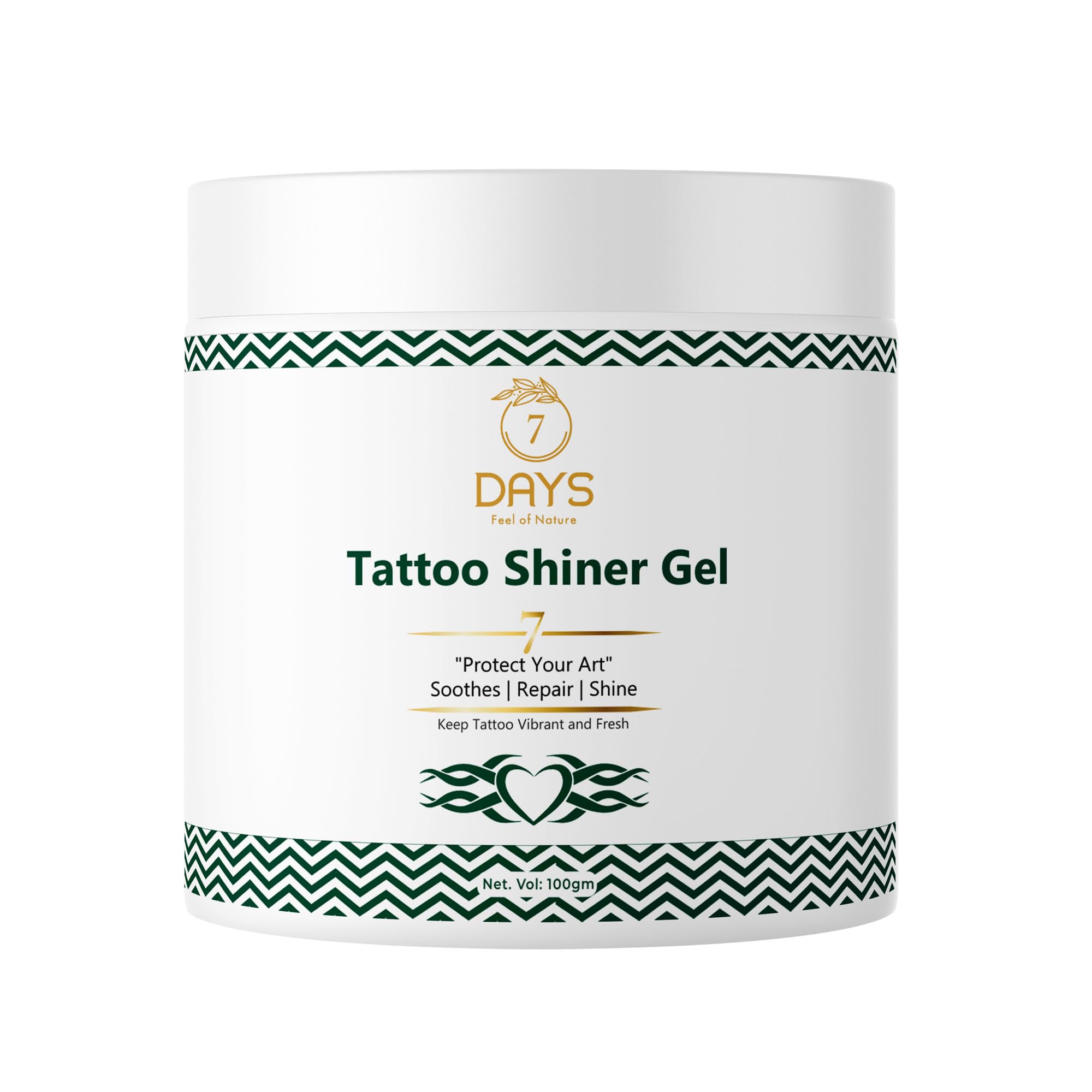 7 DAYS Tattoo Shiner Gel for Men & Women - 100g Tattoo Enhancing Gel for Vibrant, Shiny Tattoos | Perfect for Tattoo Aftercare & Maintenance | Use for Fresh or Faded Tattoos to Restore Shine & Color