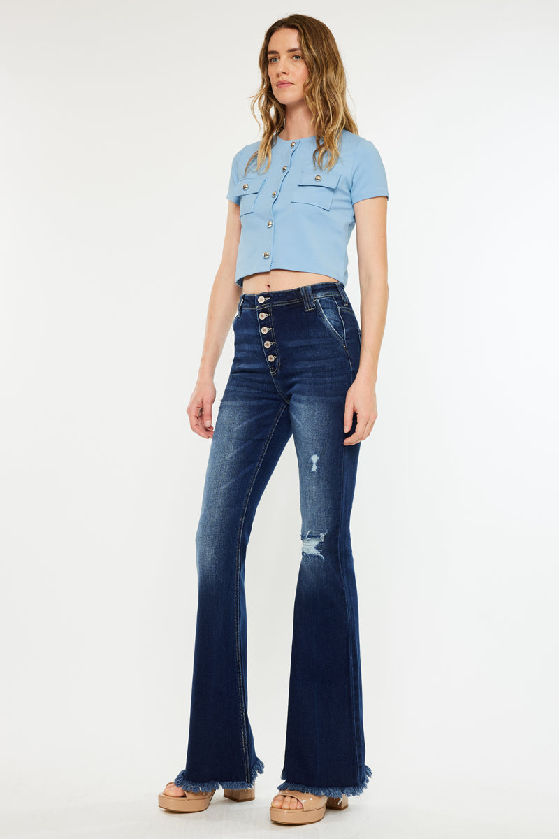 Sian High Rise Flare Jeans for Women - Vintage 70s Inspired Stretch Denim Pants - Perfect for Casual Outfits, Date Nights & Retro Fashion Looks