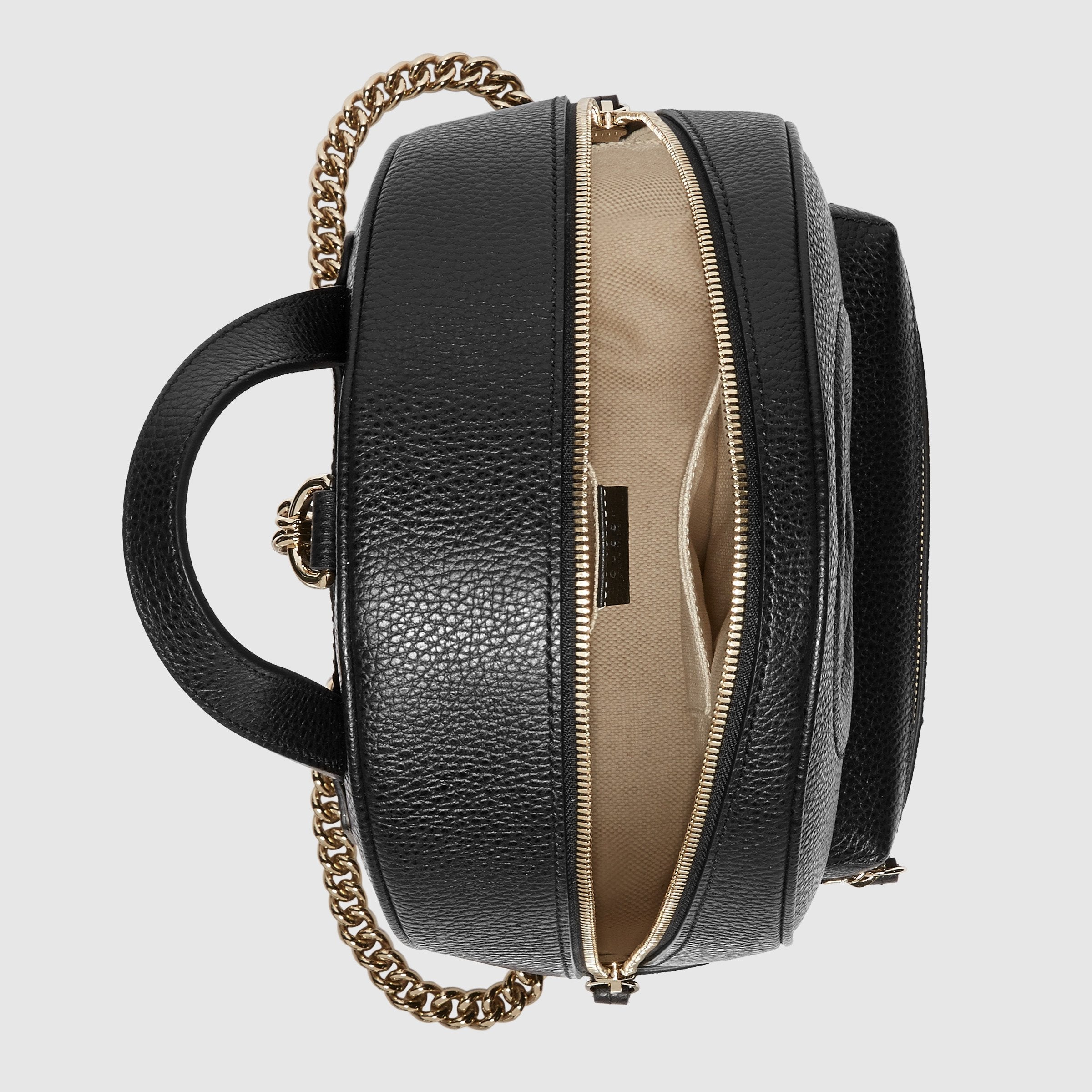 Gucci Soho Leather Chain Backpack for Women - Black Genuine Leather Designer Handbag - Perfect for Work, Travel & Everyday Use