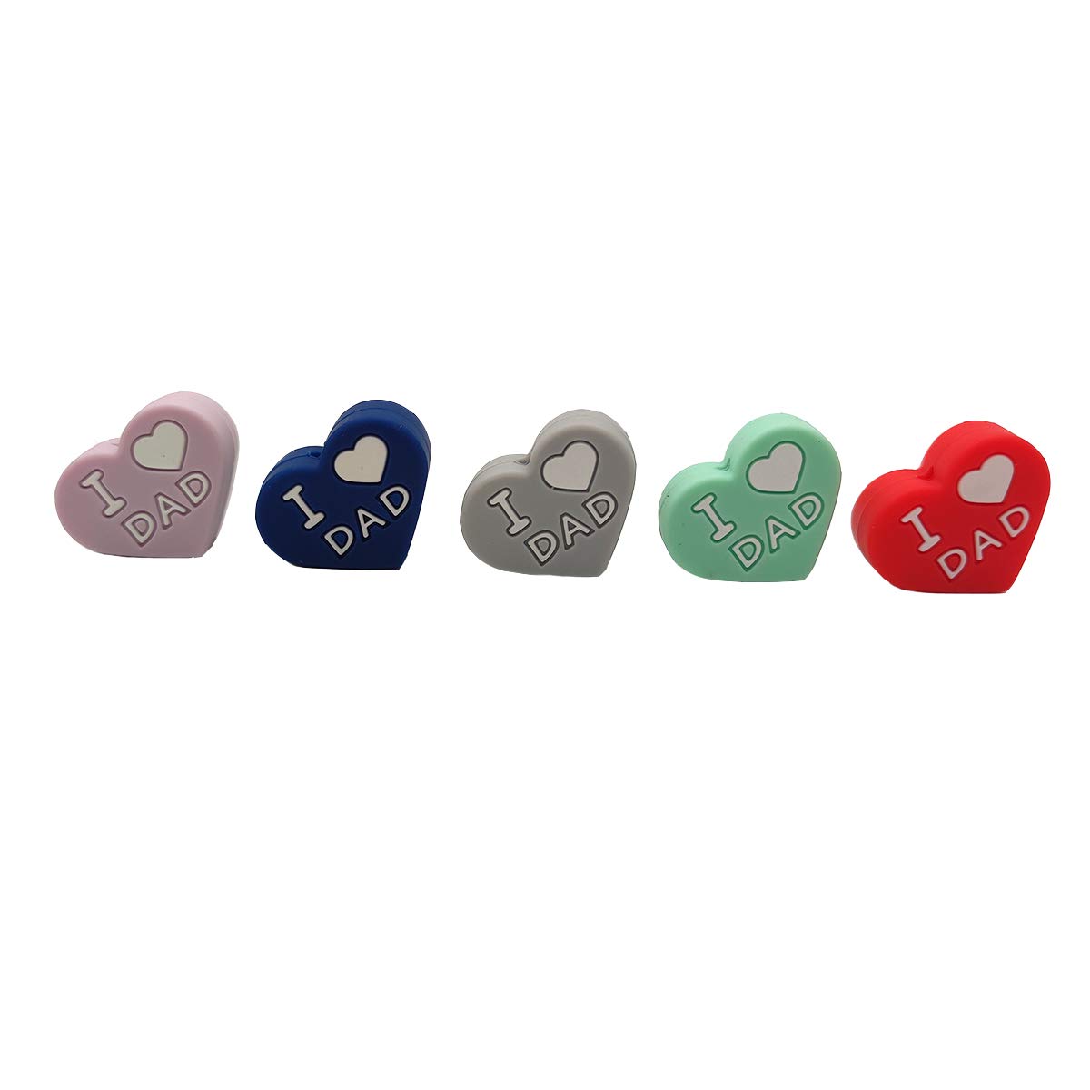 10pcs Silicone Heart Beads for DIY Keychains & Pens - Gift for Mom/Dad - Home & Office Use