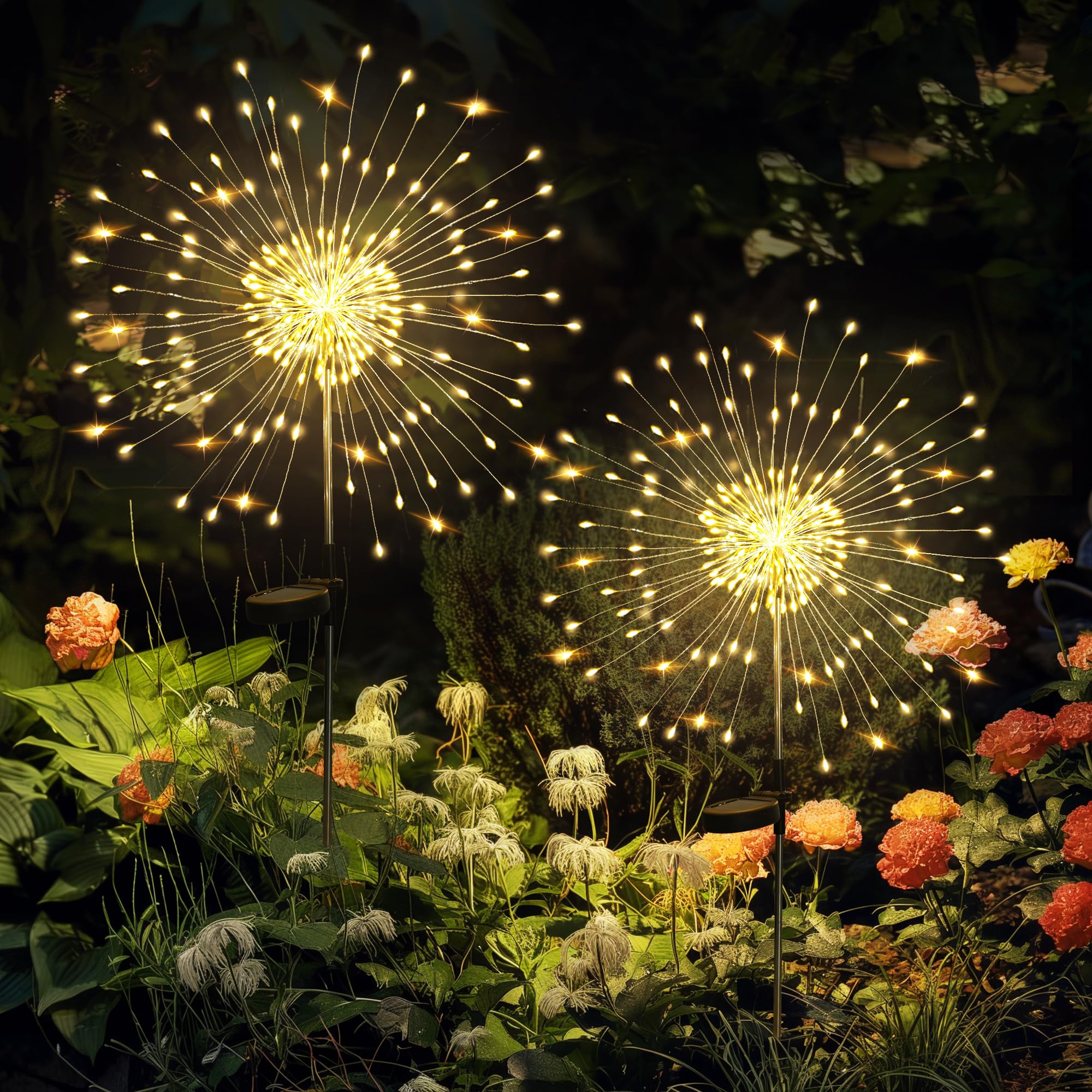GIGALUMI 2-Pack 120LED Solar Garden Lights Outdoor Decor - Warm White Fairy String Lights for Yard, Pathway, Flowerbed, Balcony & Patio | Weatherproof Solar Powered Landscape Lighting for Garden, Wedding & Party Decorations