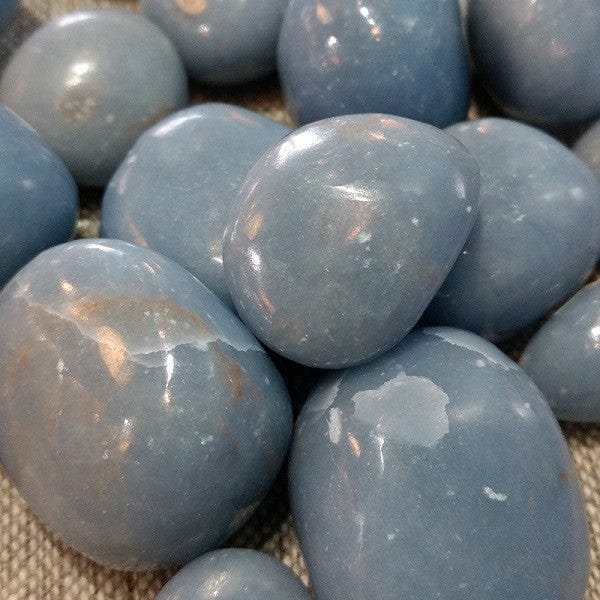 Angelite Tumbled Pocket Stone - Natural Healing Crystal for Stress Relief & Emotional Balance | Perfect for Meditation, Reiki, and Home Decor