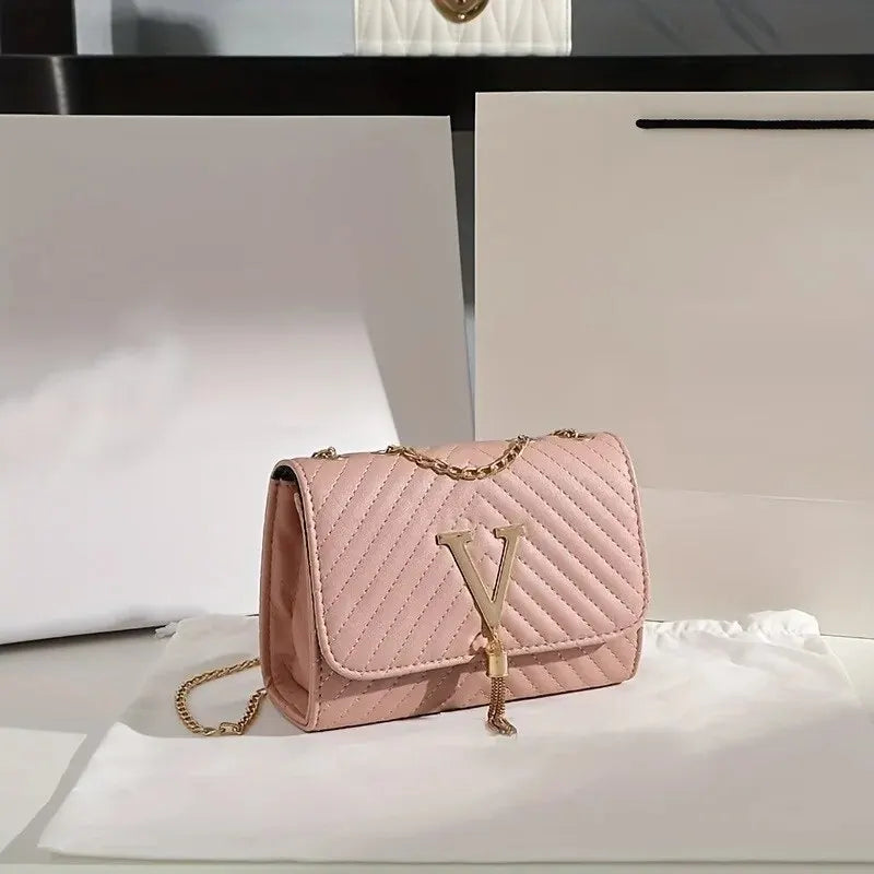 Luxury Women's Quilted Crossbody Bag with Tassel Decor - Fashionable Square Shoulder Purse for Daily Use, Work, Travel & Evening Events