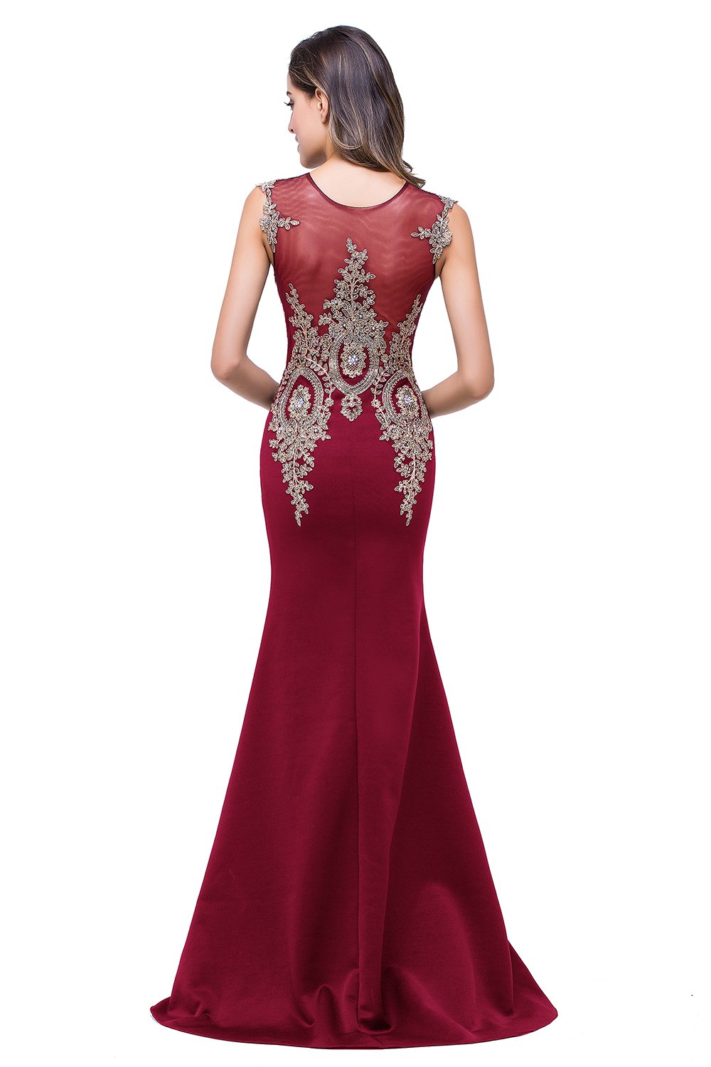 MisShow Women's Rhinestone Long Lace Formal Mermaid Evening Prom Dresses - Elegant Gowns for Homecoming, Wedding Guest & Special Occasions