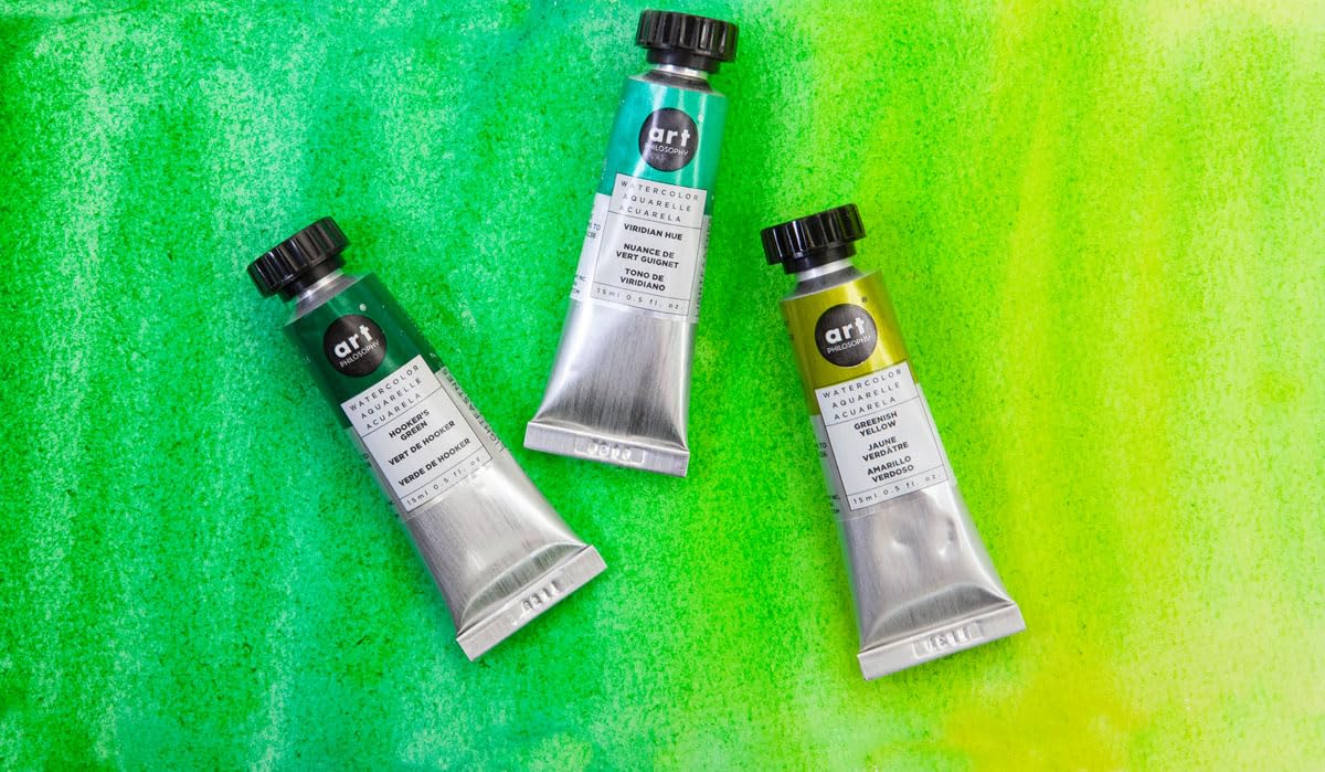 Art Philosophy® Professional Artist Grade Viridian Hue Watercolor Paint Tubes - Perfect for Watercolor Painting, Illustration, and Mixed Media Art Projects