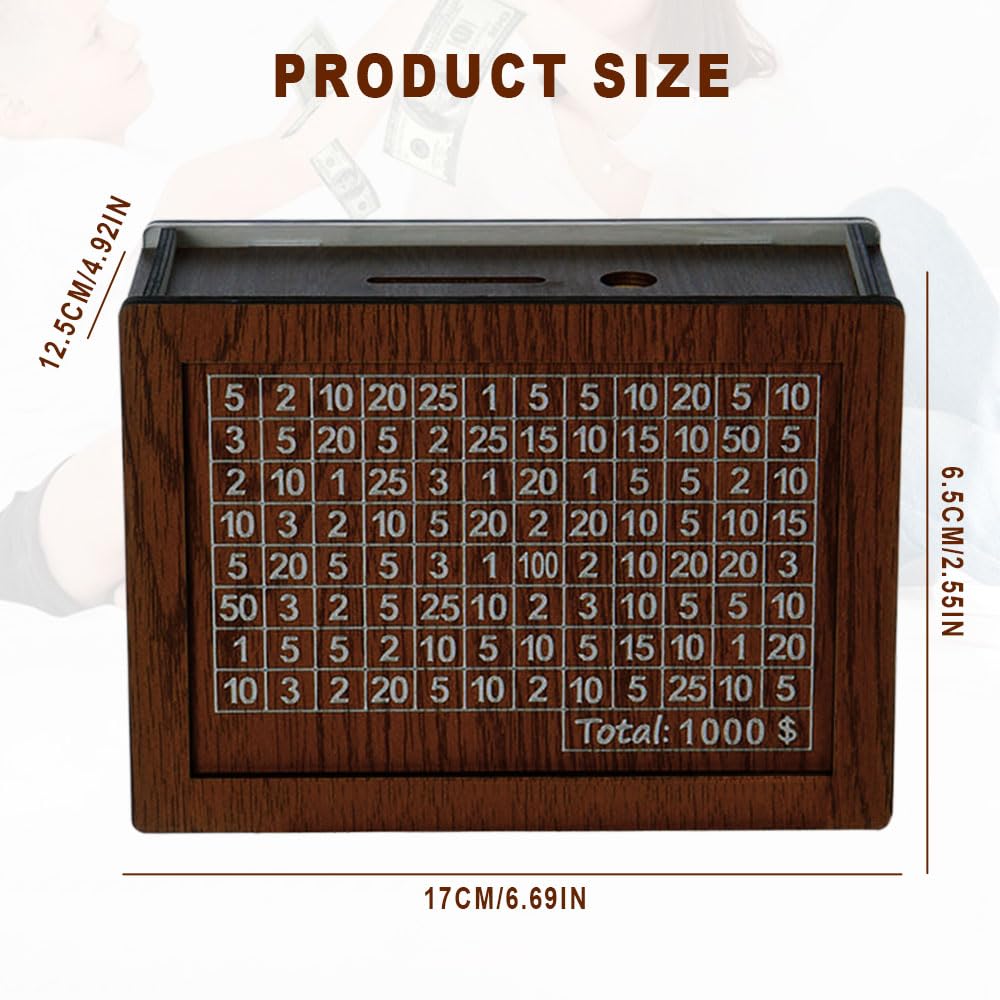 2024 Upgraded Wooden Cash Vault Savings Box with Digital Counter - $5000 Money Saving Challenge Box for Cash, Coins & Bills | Perfect for Budgeting, Piggy Bank Alternative & Financial Goal Tracking