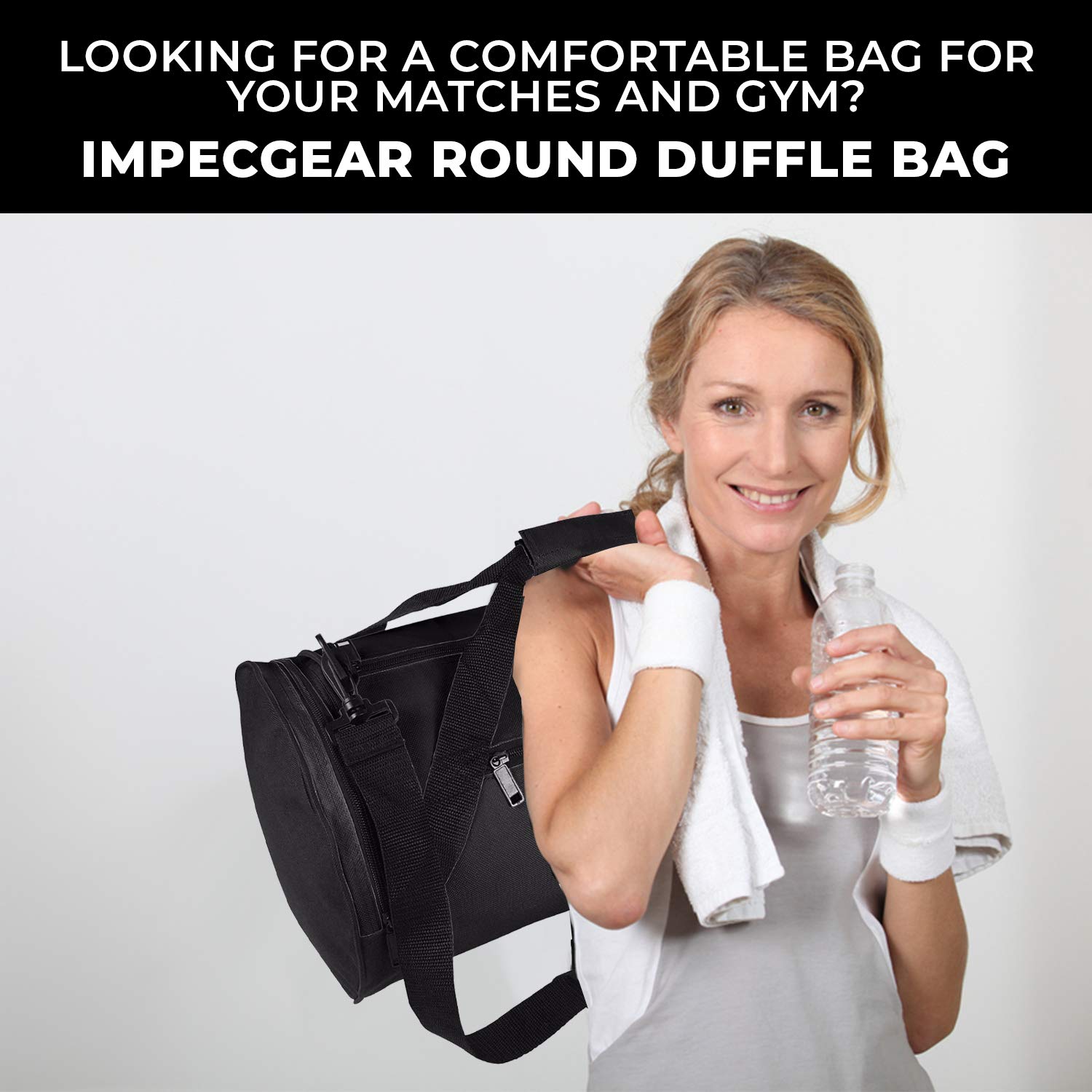 ImpecGear Round Duffel Bag for Team Sports Equipment - Waterproof Gym Travel Bag with Shoulder Strap - Perfect for Soccer, Basketball, Yoga & Workout Gear Storage