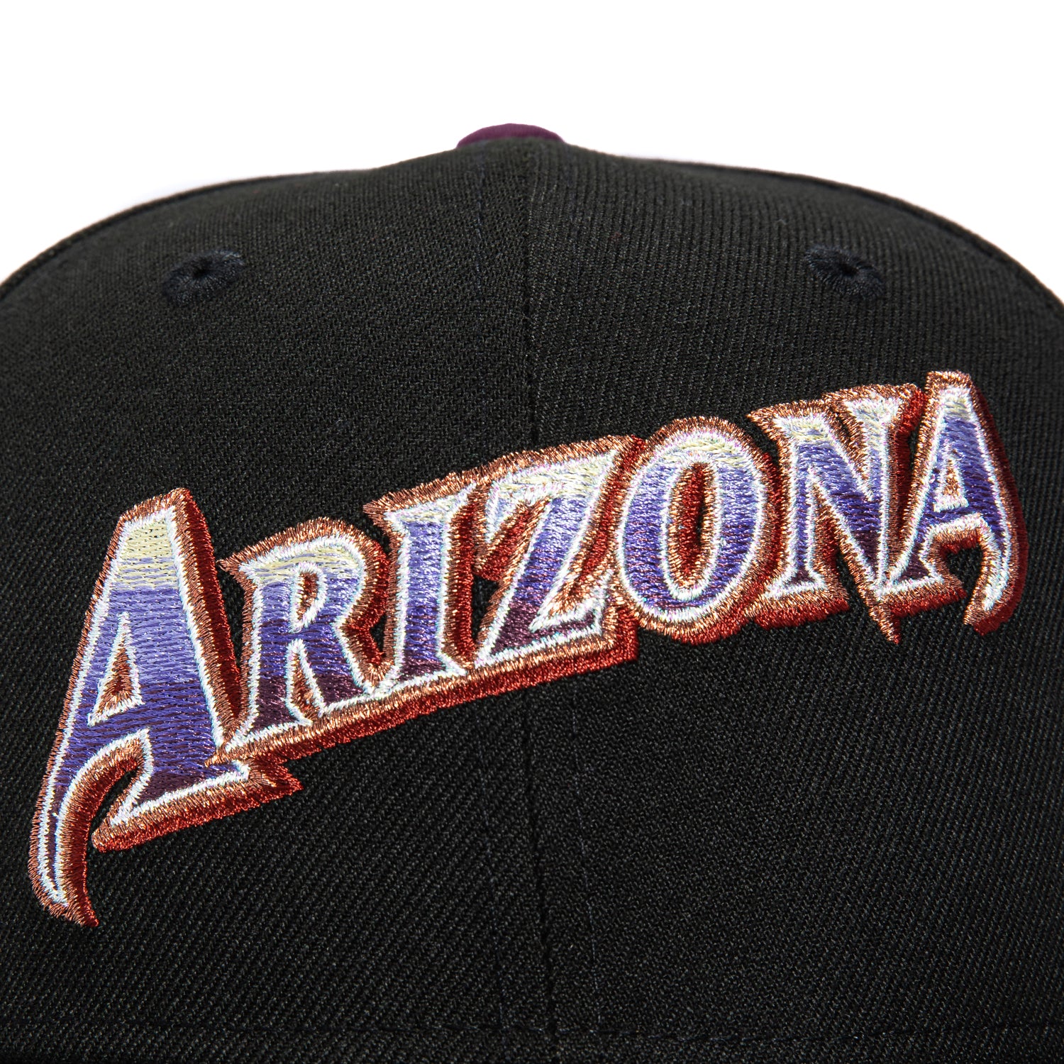New Era 59Fifty Arizona Diamondbacks Inaugural Patch Script Hat - Black, Purple, Maroon | Official MLB Baseball Cap for Fans & Collectors | Game Day, Casual Wear & Sports Events