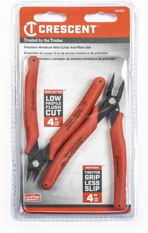 Precision Mini Wire Cutter & Pliers Set - Crescent S2KS5NN for Jewelry Making, Electronics Repair & Crafting - Compact Hand Tool Kit for DIY Projects
