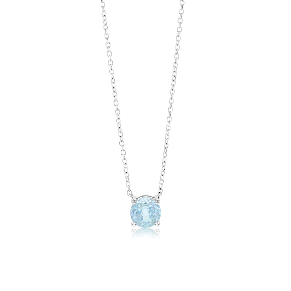 0.7 Carat Aquamarine Pendant Necklace with 45cm 9ct White Gold Chain - Elegant Jewelry Gift for Women, Perfect for Weddings, Anniversaries & Special Occasions