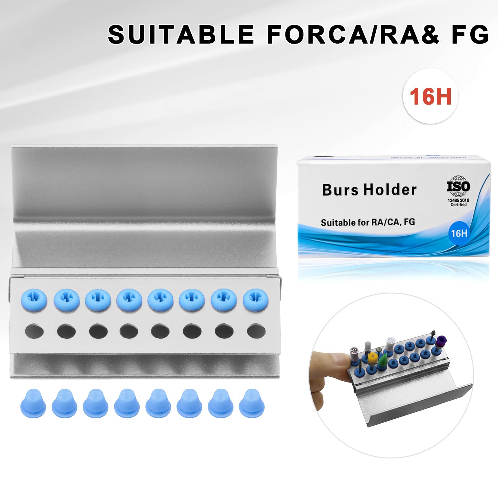 3PCS Aluminum Alloy Endo Box with Cover - 16 Hole Bur Holder & Organizer for Dental Tools | Sterilizable Case for Dentists & Clinics (Silver) | Perfect for Dental Office Organization & Instrument Sterilization