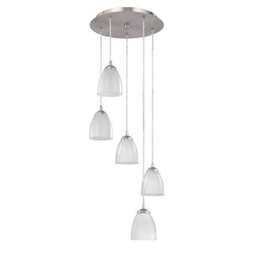 Modern Multi-Light Pendant Lighting Fixture - 5-Light White Glass Chandelier for Dining Room, Kitchen Island & Living Room Decor