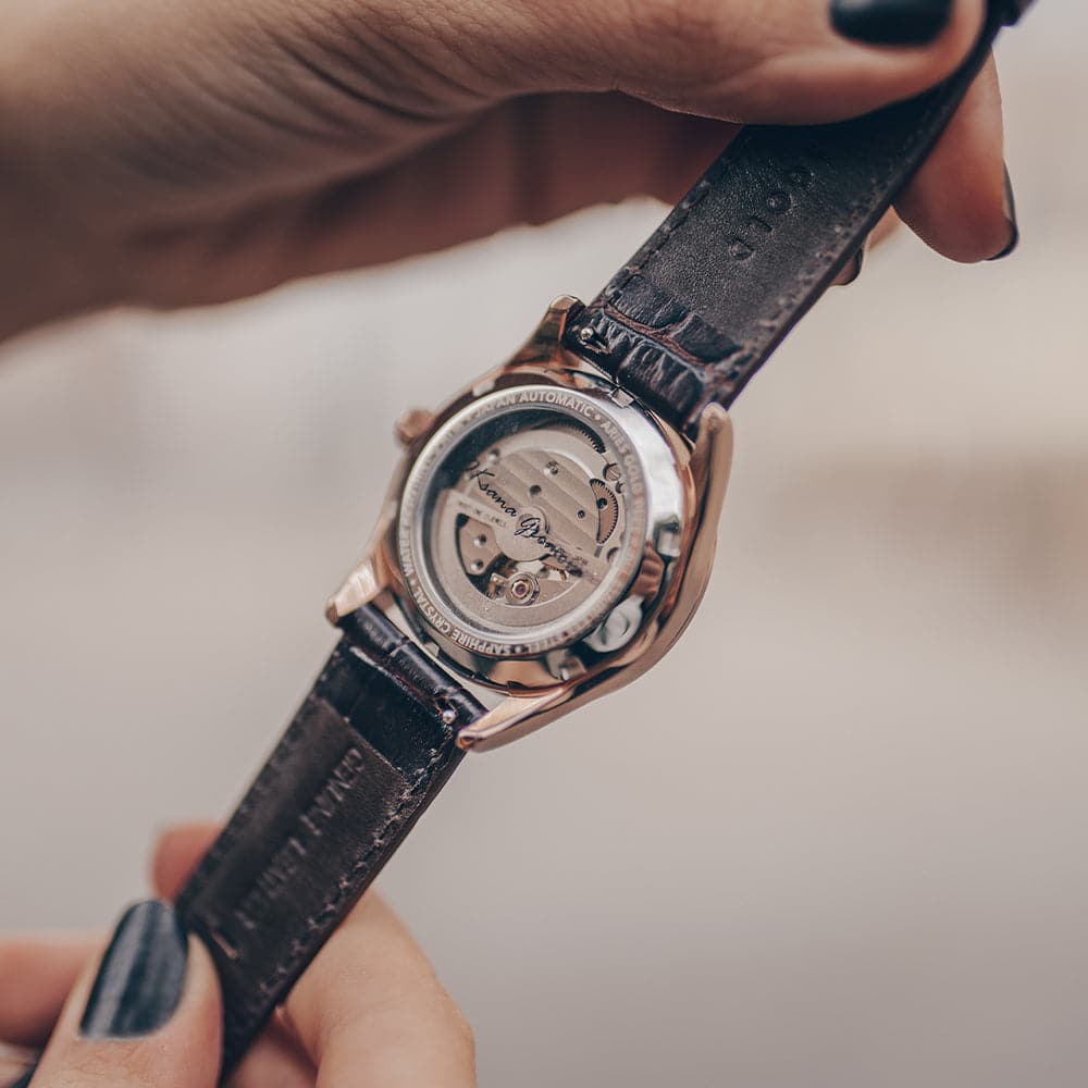 Aries Gold Blue Dial Women's Watch with Brown Leather Strap - L 9023 RG BU - Elegant Timepiece for Office, Party & Everyday Wear