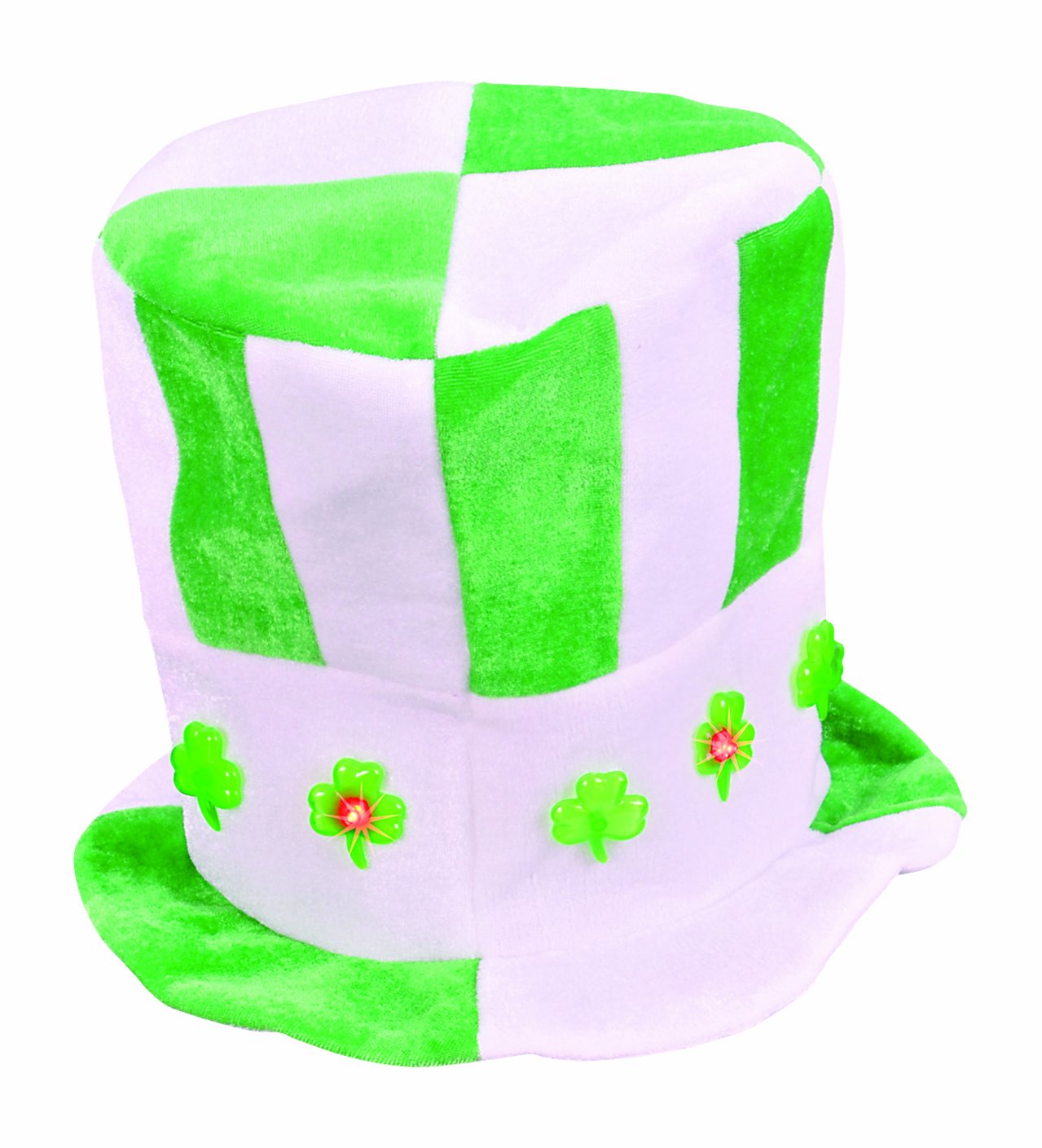 St. Patrick's Day Green Blinking LED Shamrock Costume Beer Mug Top Hat - Fun Party Accessory for Irish Pub Crawls & Themed Celebrations