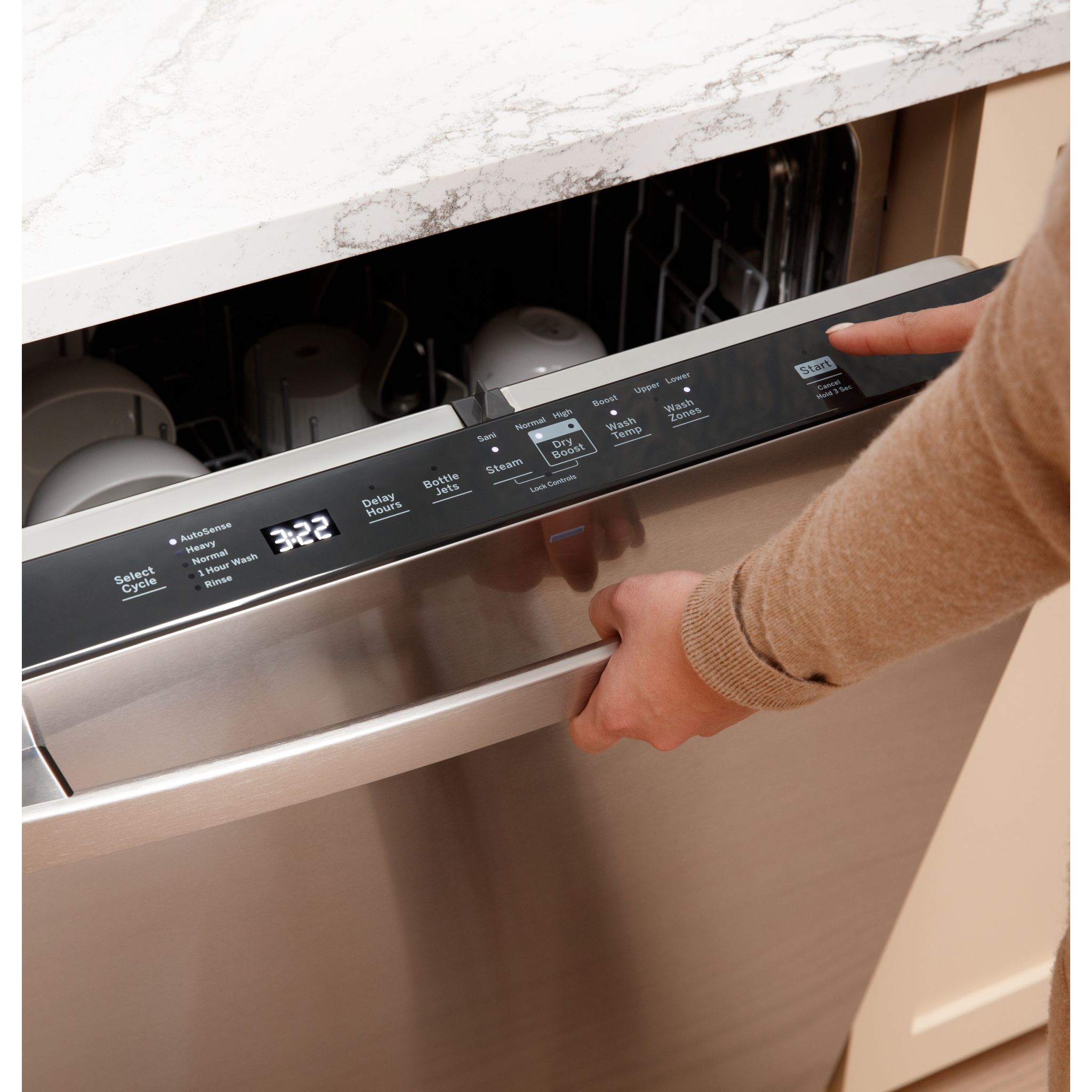 GE GDT650SMVES Slate Built-in Dishwasher - 24 Inch Stainless Steel Interior, Quiet Operation, 3rd Rack - Perfect for Kitchens, Apartments & Small Spaces