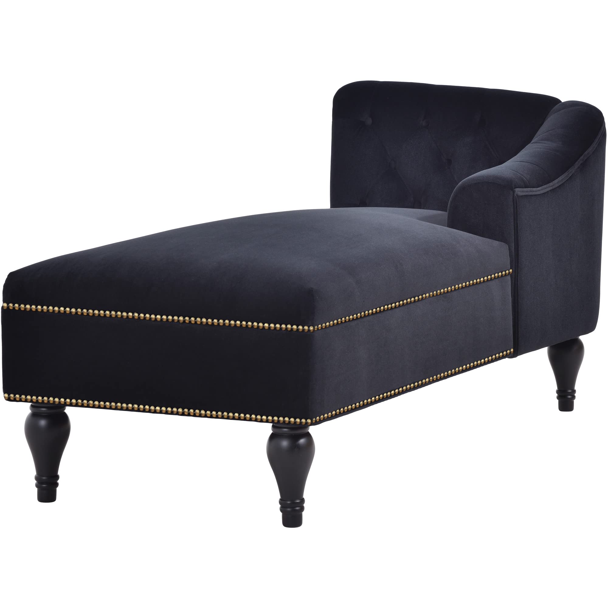 Velvet Upholstered Chaise Lounge Chair - Modern Corner Sofa Bed for Living Room, Bedroom & Office - Small Space Furniture for Apartments (Black) | Perfect for Relaxing, Reading & Napping