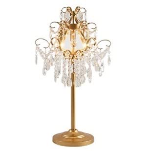 Luxury Crystal Table Lamp with Gold Finish - LED Desk Lamp for Home Office, Bedroom, Living Room & Dining Room - Elegant Lighting Fixture for Study, Bar & Nightstand Use