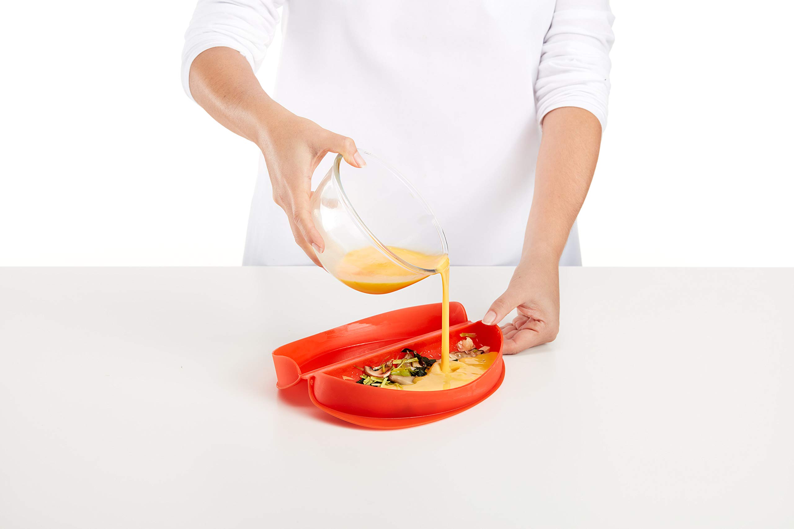 Lekue Red Small Omelette Maker - Quick & Easy Egg Cooker for Healthy Breakfast - Perfect for Home, Kitchen, and Camping Use