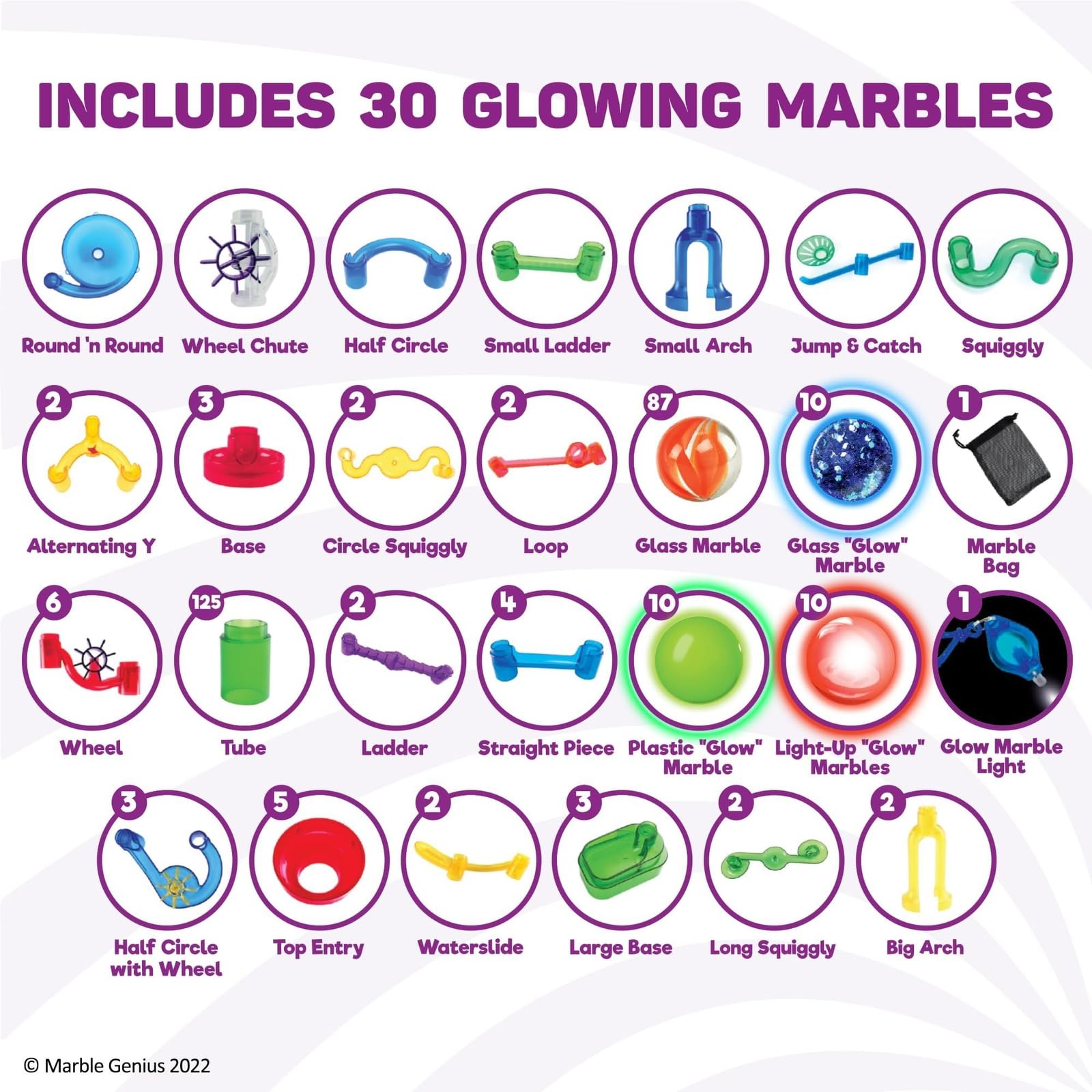 Marble Genius 300-Piece Glow in The Dark Marble Run Track Race Extreme Set - STEM Educational Building Toy for Kids Ages 4+ with Color Instruction Manual | Perfect for Easter Gifts, Birthday Presents & Indoor STEM Learning Activities