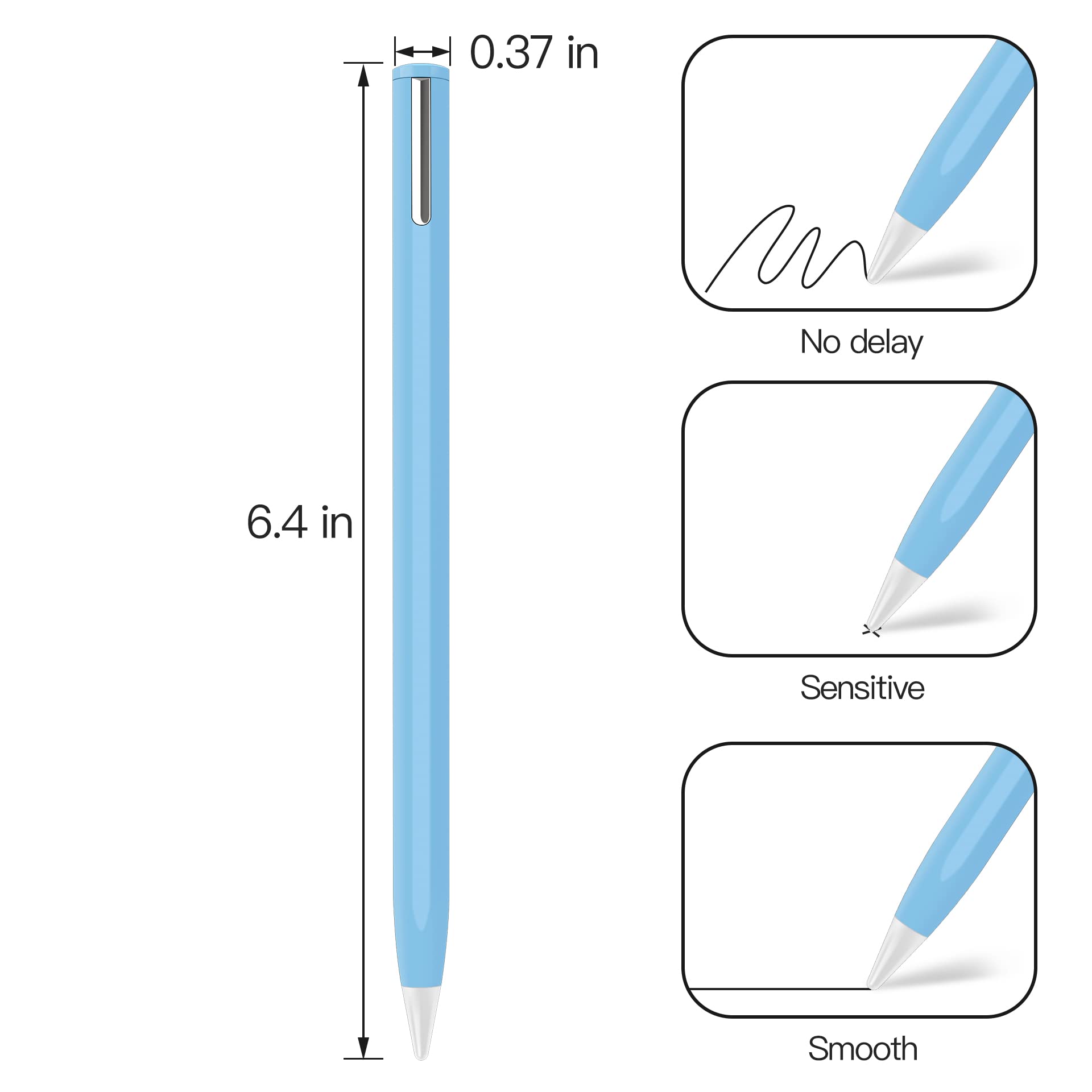 Premium Stylus Pen for iPad Pro 11 & 12.9 Inch, iPad Air 3/4/5, iPad Mini 5/6, iPad 6/7/8/9 - Palm Rejection & Tilt Detection - Blue - Perfect for Drawing, Note Taking & Digital Art