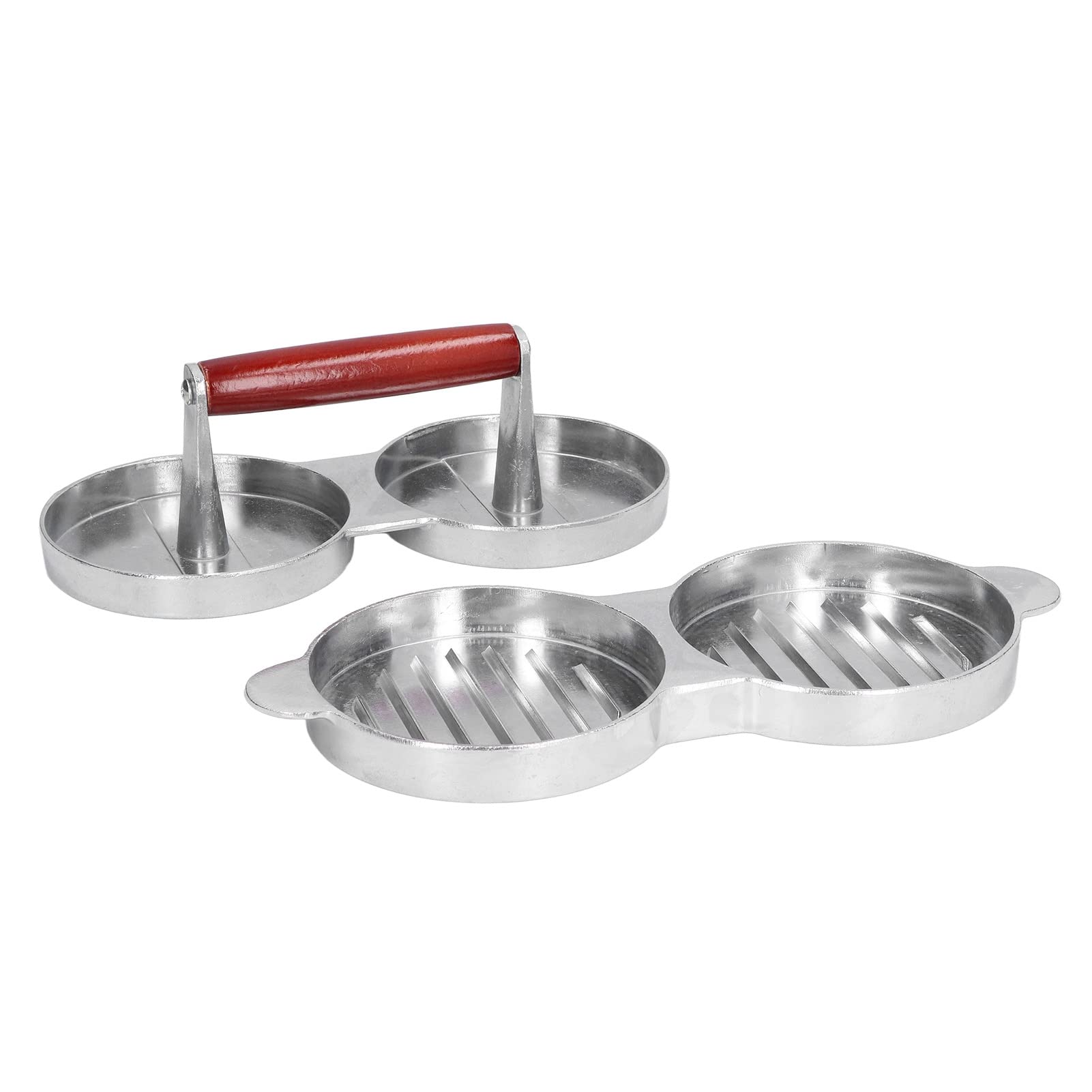 Qinlorgo Hamburger Patty Maker - Round Mold Burger Press with Wooden Handle, Multifunctional & Portable Kitchen Tool for Small Kitchens, RVs, Camping - Perfect for BBQ, Picnics & Home Cooking