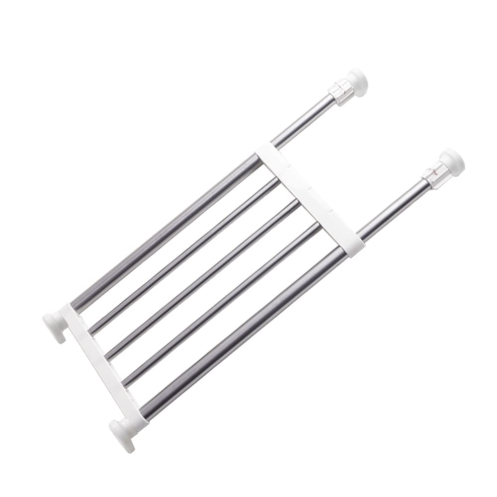 DAHOOMII 2 Pack Expandable Closet Organizer - Adjustable Shelf Divider & Clothing Storage Rack, Space Saving Tension Rod for Wardrobe, Bedroom, Bathroom, Kitchen & Laundry Room - Ivory (Perfect for Small Spaces & Closet Organization)