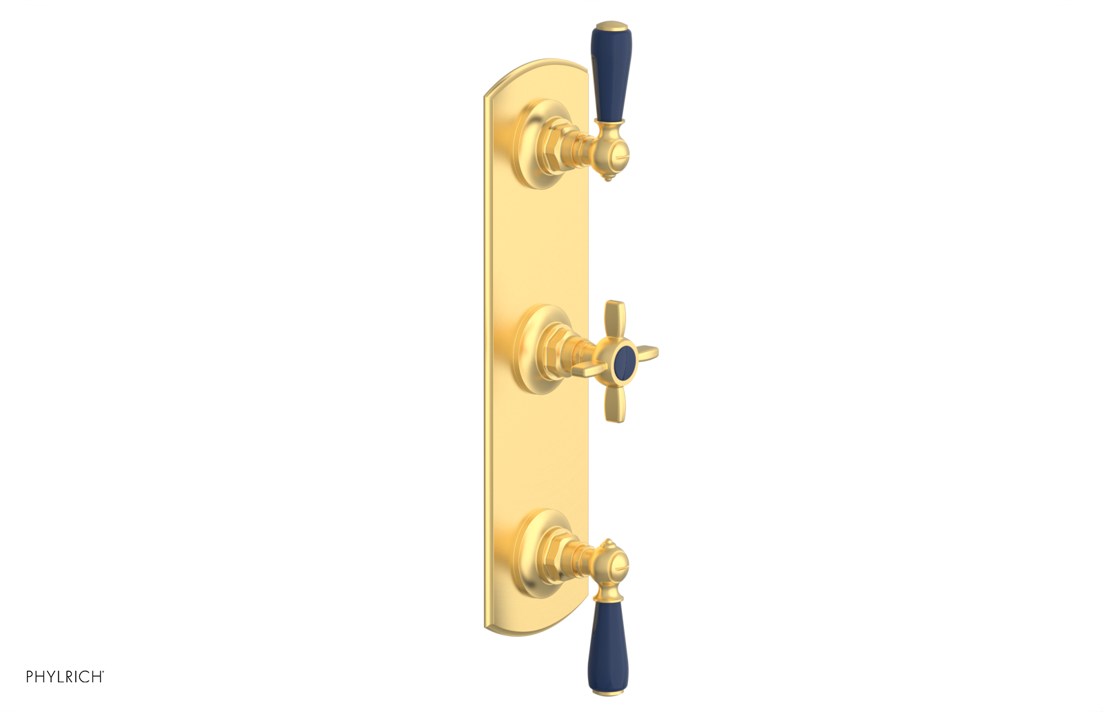 Jamestown Thermostatic Shower Valve with Dual Volume Control - Navy Blue Accents (Model 4-740) for Modern Bathroom & Spa Experience