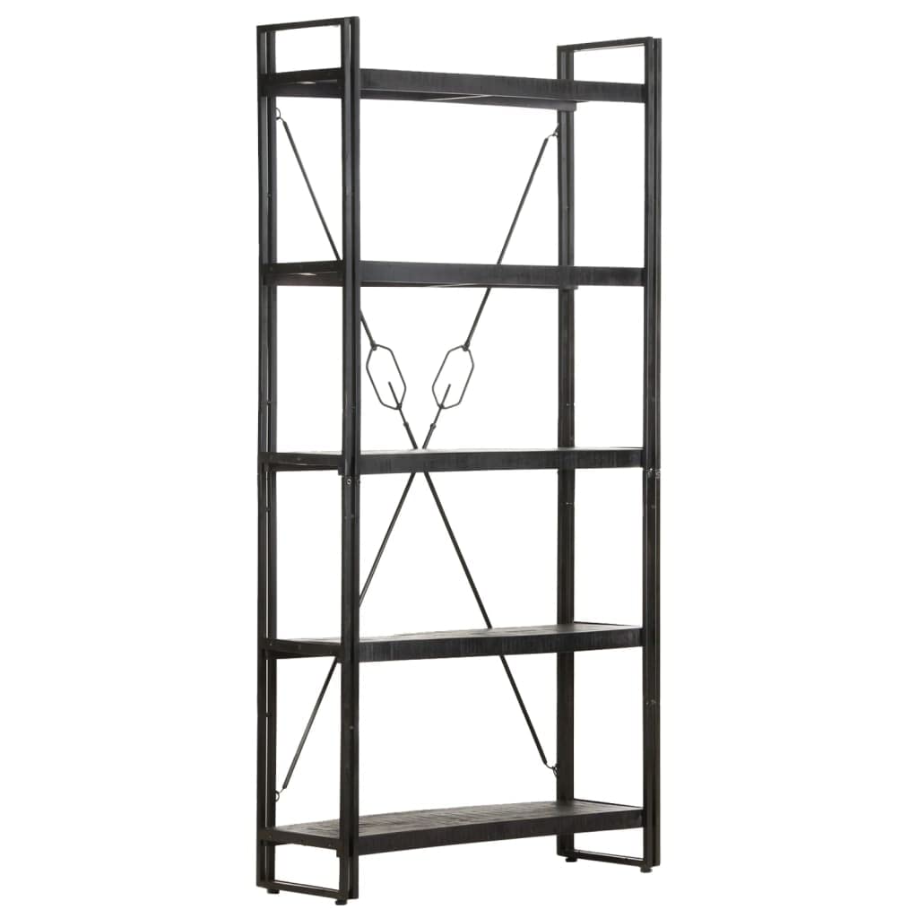 5-Tier Bookcase & Bookshelf - Solid Mango Wood Display Storage Shelf for Bedroom, Living Room & Office - 35.4