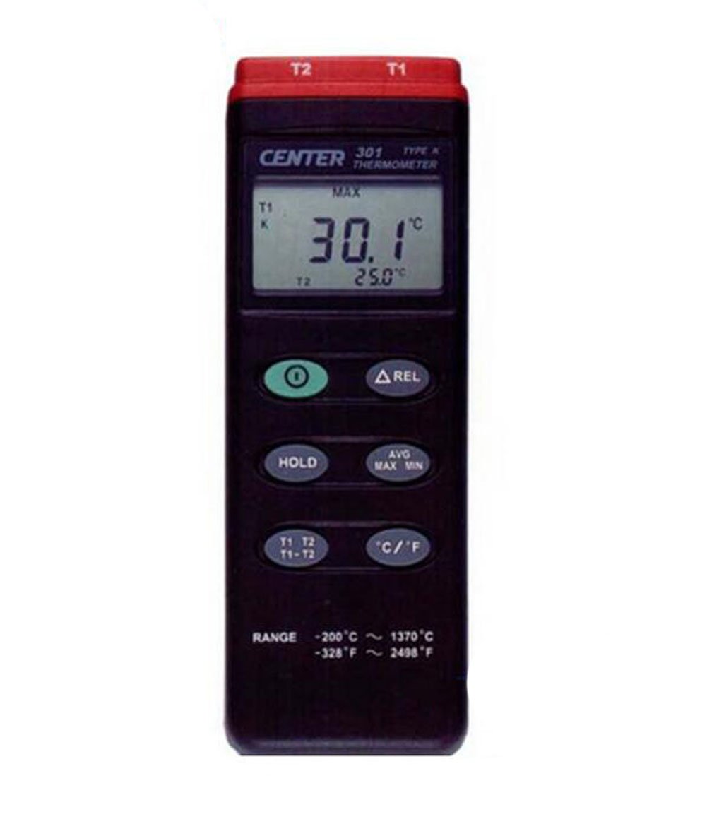CENTER301 K Type Dual Input PC Interface Digital Thermometer with Data Logging - High Accuracy Temperature Measurement for Cooking, HVAC, Labs & Industrial Use