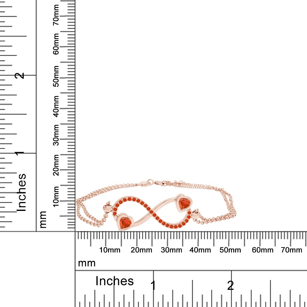 14k Rose Gold Over Sterling Silver Infinity Heart Bracelet with Simulated Gemstones – Elegant Jewelry for Women, Perfect for Valentine's Day, Anniversary & Romantic Gifts