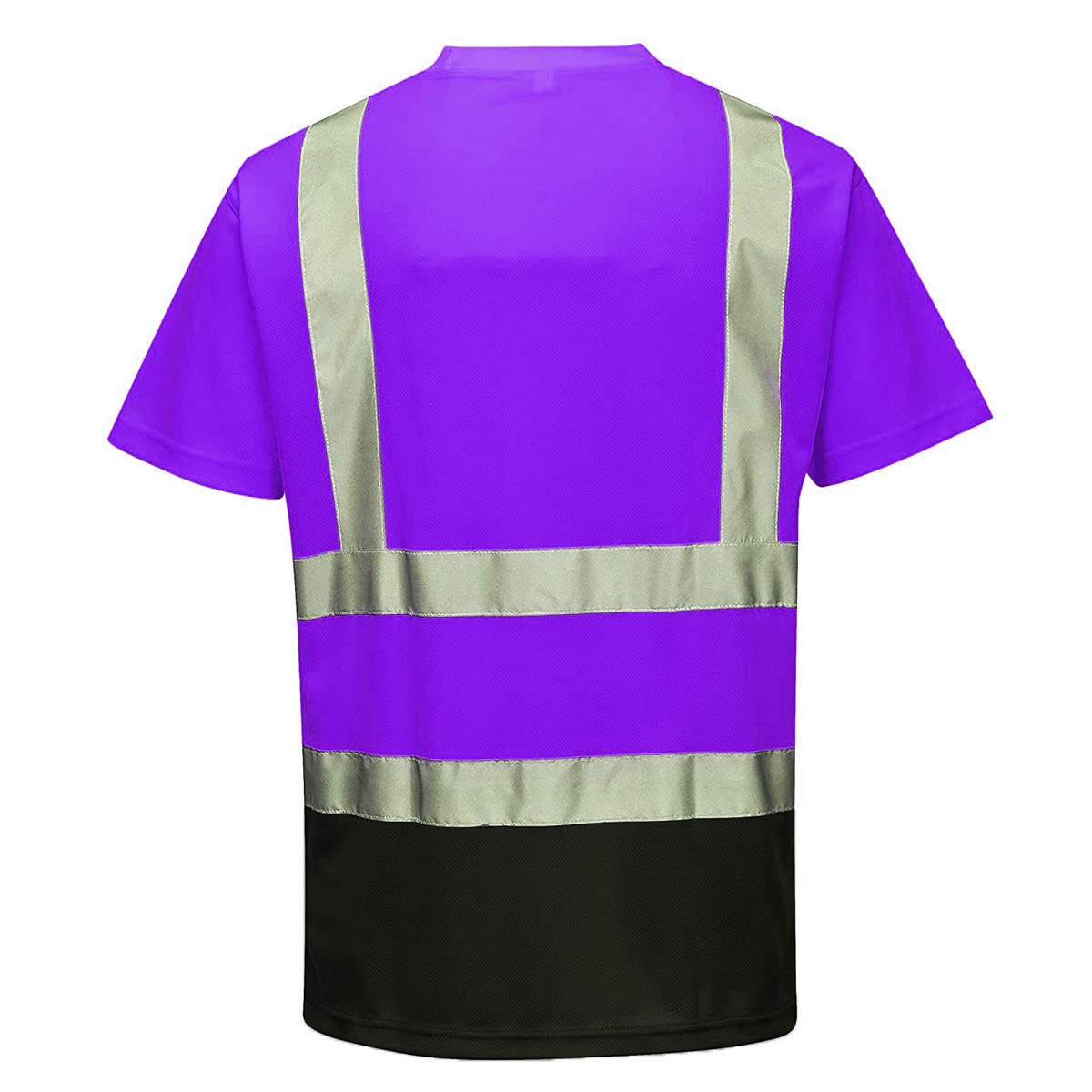 High Visibility Reflective Safety T-Shirts for Men & Women - Short Sleeve Construction Work Shirts with Black Bottom | Ideal for Road Work, Night Running & Outdoor Safety