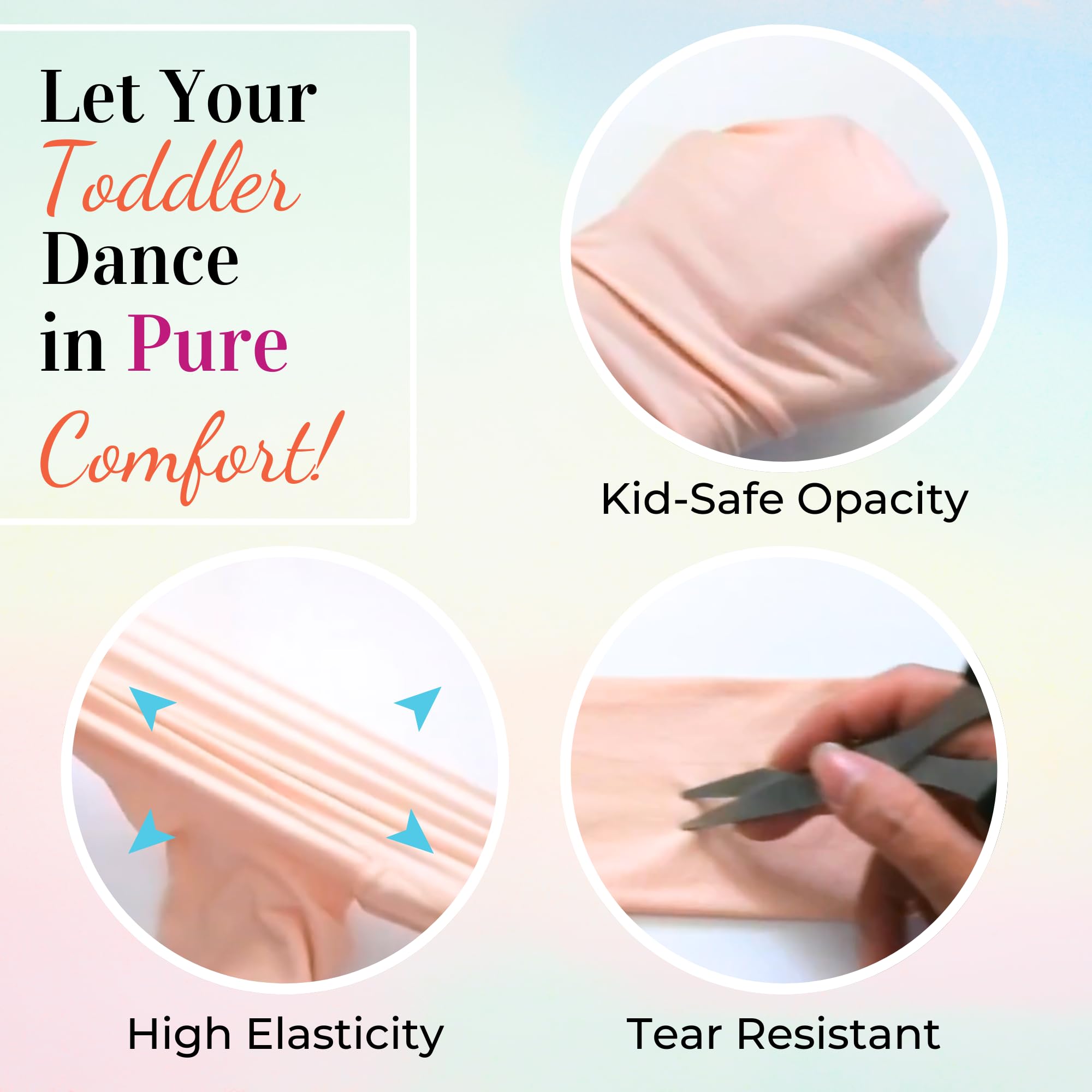 Dancina Toddler Girls Ballet Dance Tights - Soft Stretchable Ballet Tights for Kids - Perfect for Dance Class, Recitals & Ballet Practice