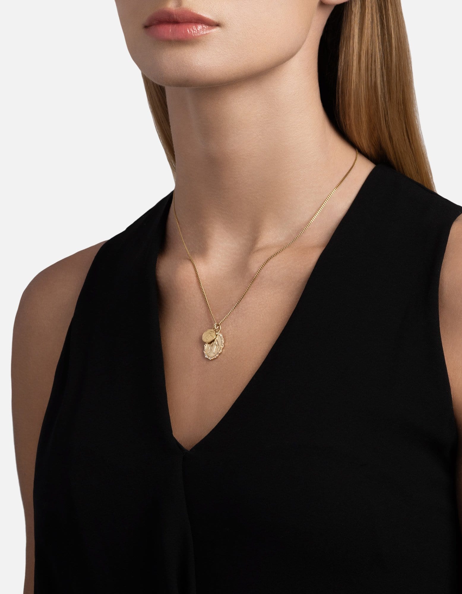 Mini Saints Necklace - 14K Gold Vermeil & Genuine Sapphire Pendant - Perfect for Gifts, Baptism, First Communion & Everyday Elegance