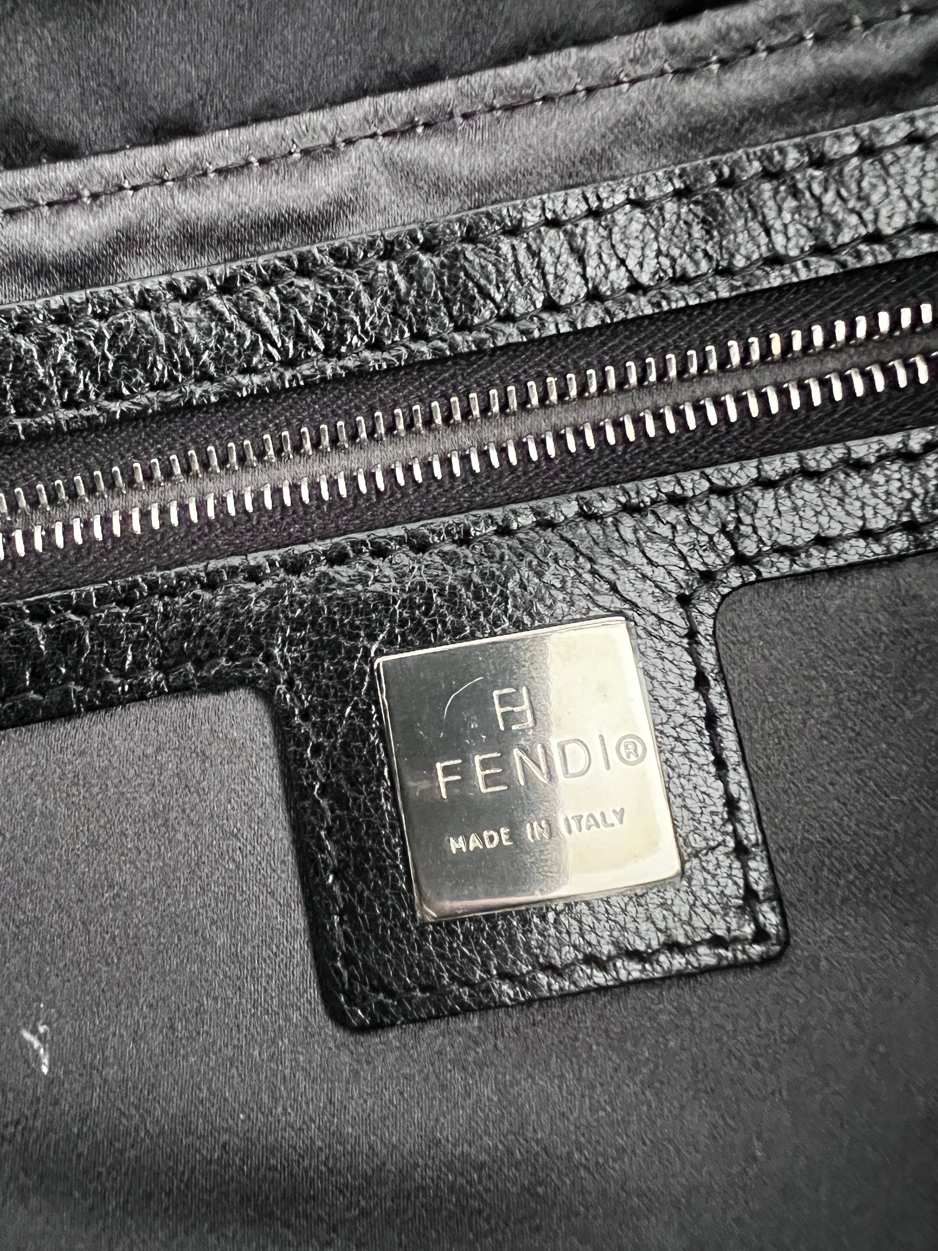 Vintage Fendi Black Satin Baguette Bag - Luxury Designer Crossbody Purse for Women | Perfect for Evening Parties, Date Nights & Special Occasions