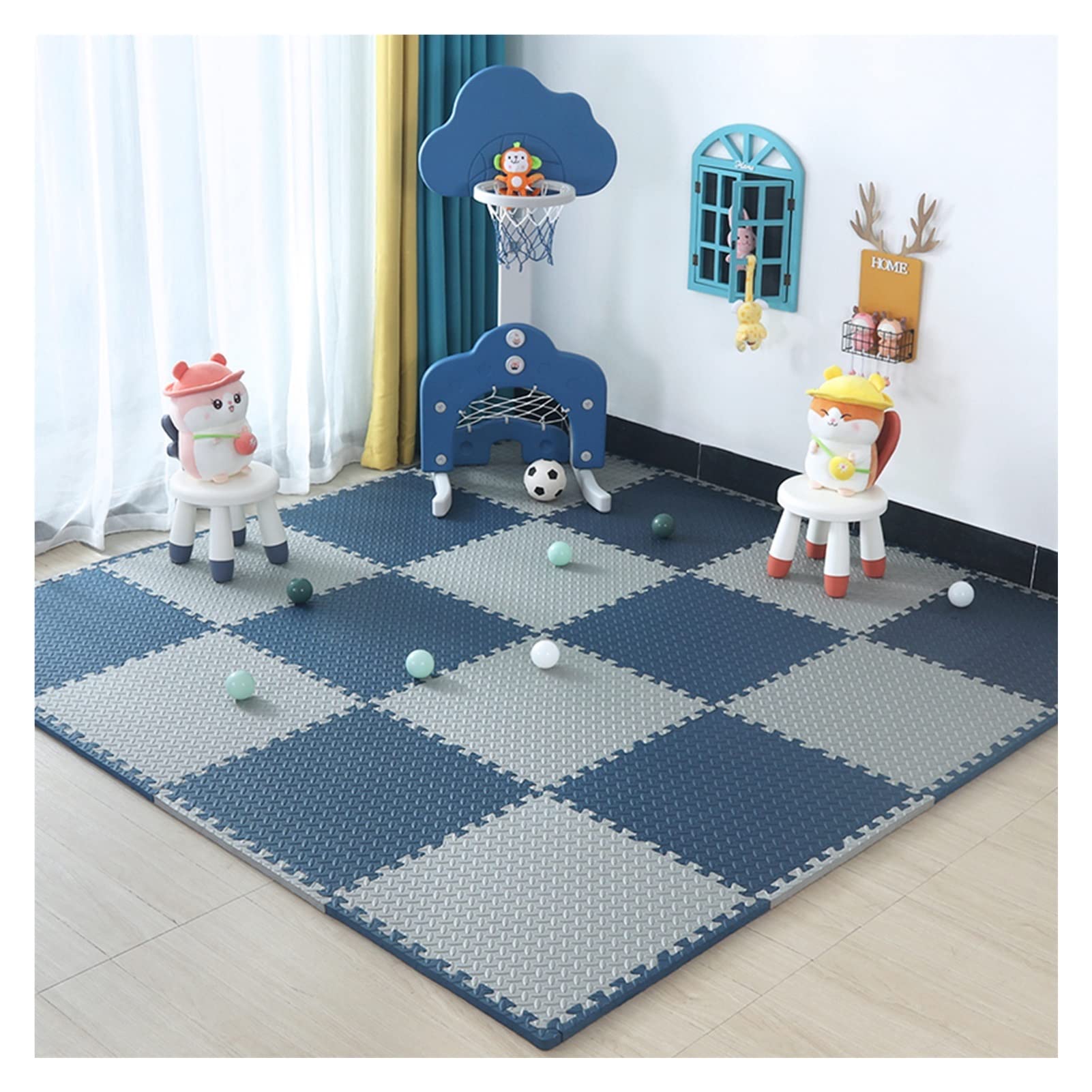 BDSHL Interlocking EVA Foam Floor Tiles - Leaf Pattern Exercise Mat for Home Gym, Workouts, and Play Areas - Non-Slip Puzzle Carpet Tiles (6-Piece Set, 60x60x1.0cm) - Ideal for Yoga, Kids Playroom & Fitness Equipment Protection
