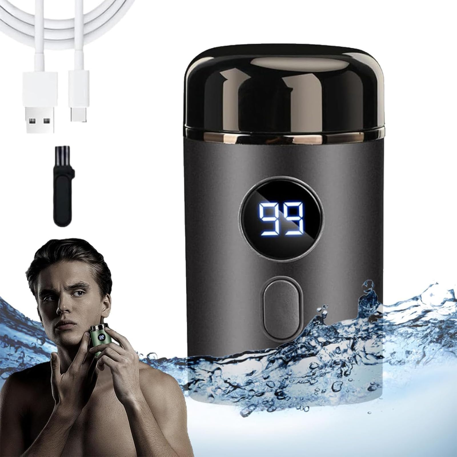Vishopee Mini Portable Electric Shaver - USB Rechargeable, Waterproof, Travel-Friendly Pocket Razor for Men & Women | Perfect for Travel, Gym, Office & Quick Grooming (Gray)