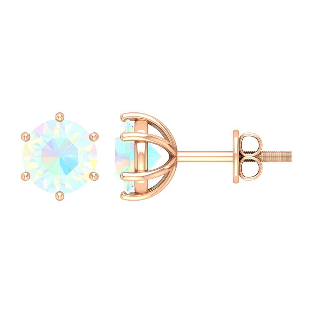 Ethiopian Opal Stud Earrings for Women - 14K Solid Gold Solitaire Earrings | Dainty & Elegant Jewelry for Everyday Wear, Gift Giving & Special Occasions