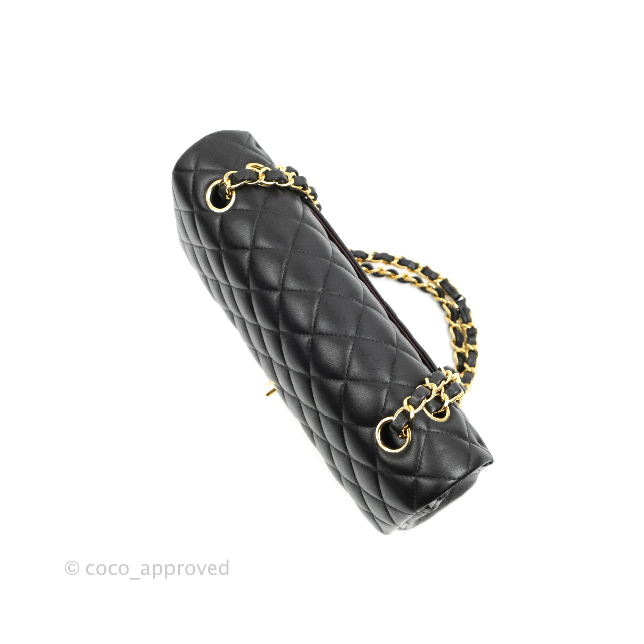 Chanel Classic M/L Medium Double Flap Bag - Black Lambskin Leather with Gold Hardware | Luxury Handbag for Women, Perfect for Evening Events & Special Occasions