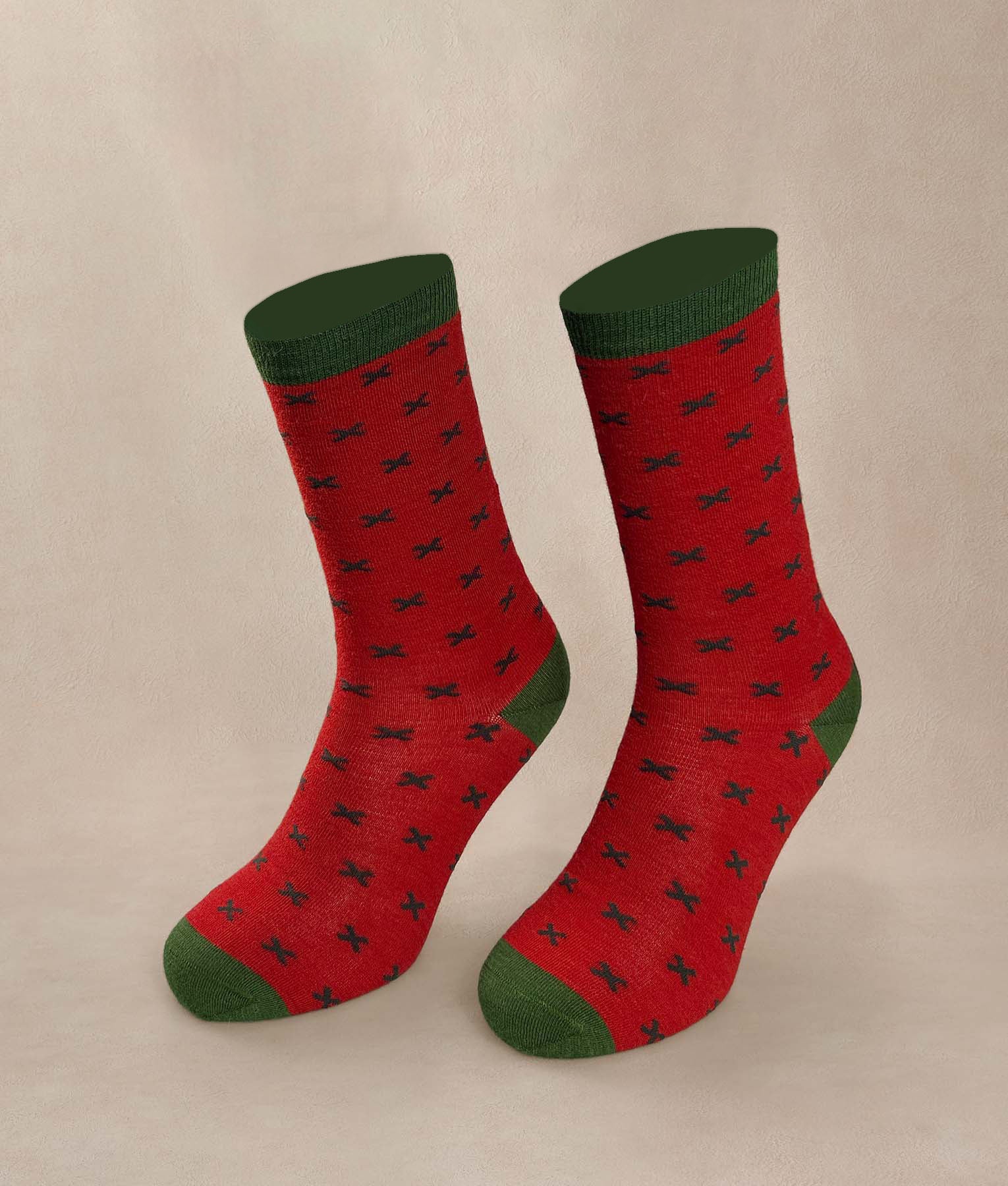 Women's Cross Pattern Red Socks - Comfortable & Stylish for Everyday Wear, Running, and Casual Outfits