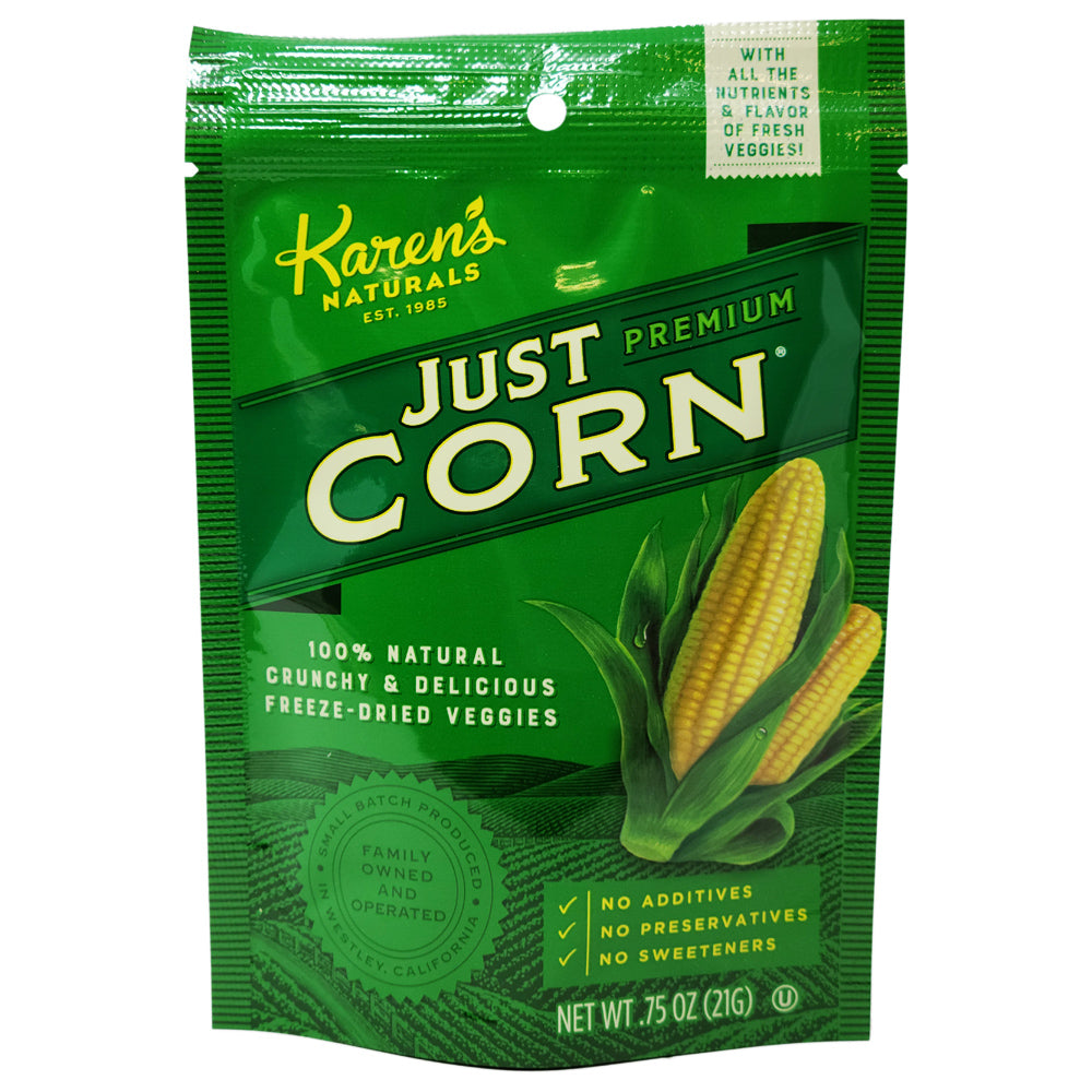 Just Premium Corn Single Serve Packet 0.75 oz - Sweet Yellow Corn Kernels for Snacking, Salads & Meal Prep - Perfect for Lunch Boxes, Picnics & Camping