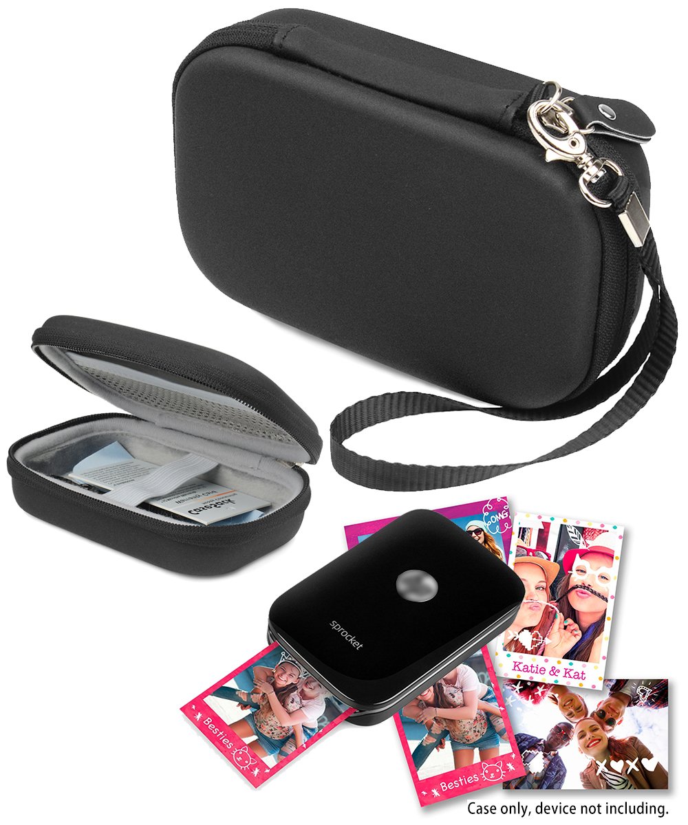 Matte Black HP Sprocket Portable Photo Printer Case - Compatible with Polaroid ZIP, Lifeprint Photo & Video Printers - Protective Pouch for Printer, Photo Paper & Cables - Perfect for Travel, Parties & Home Use
