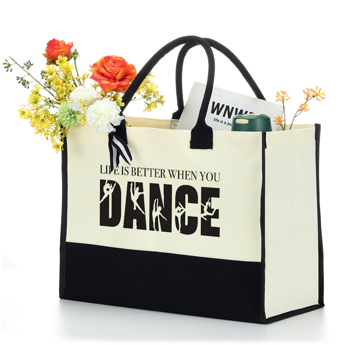 Waterproof Canvas Tote Bag for Women - Funny Beach Bag Gift Idea for Dancers, Birthday Presents for Girls - Perfect for Travel, Shopping & Gym