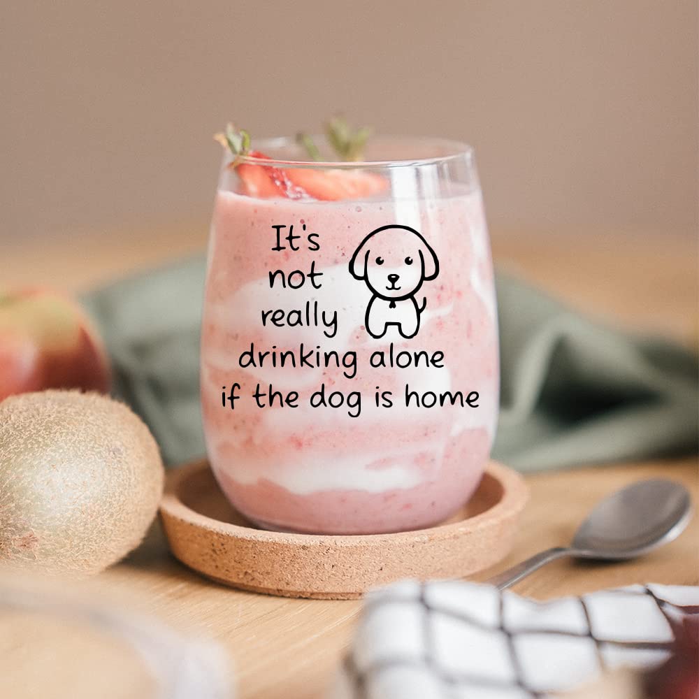KFK Dog Mom Gifts for Women - Funny Wine Glass for Dog Lovers | Perfect Birthday, Valentine's Day, Mothers Day & Christmas Present | Cute Saying 'If The Dog Is Home' | Great for Wine Nights & Pet Lover Celebrations