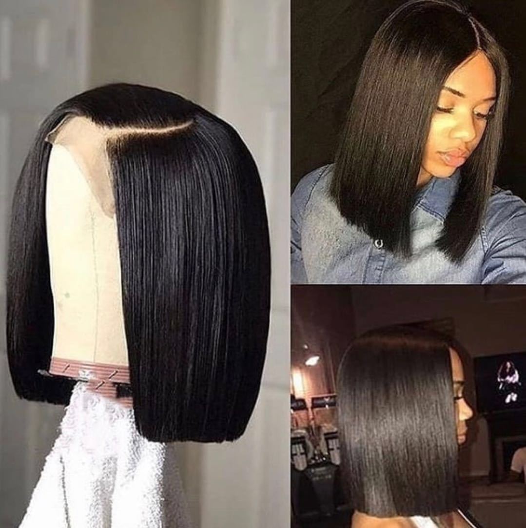 Bob Style Straight Lace Front Wig - Natural Black #1B Human Hair - Perfect for Cosplay, Daily Wear & Special Occasions